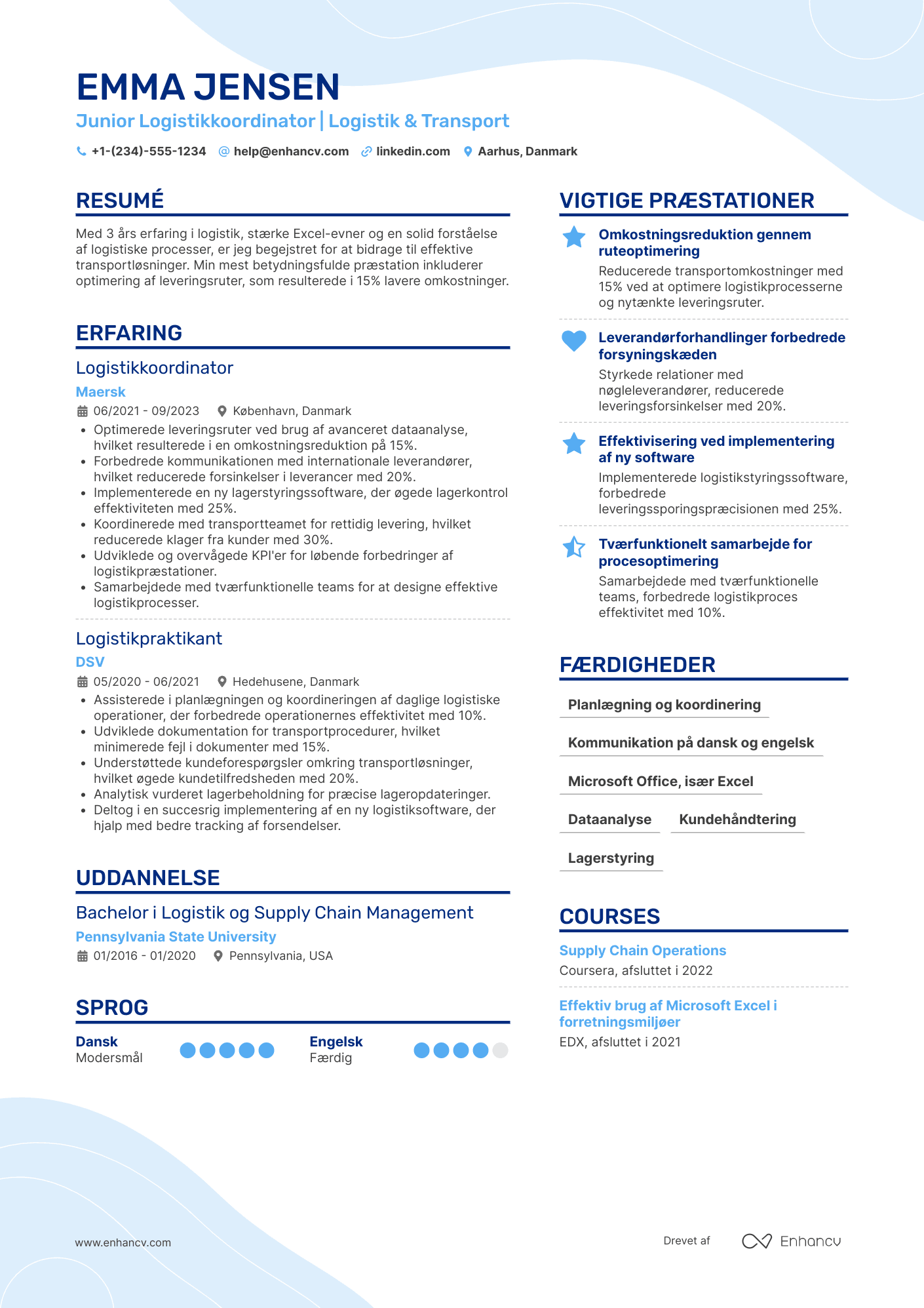 CV til Junior logistikkoordinator