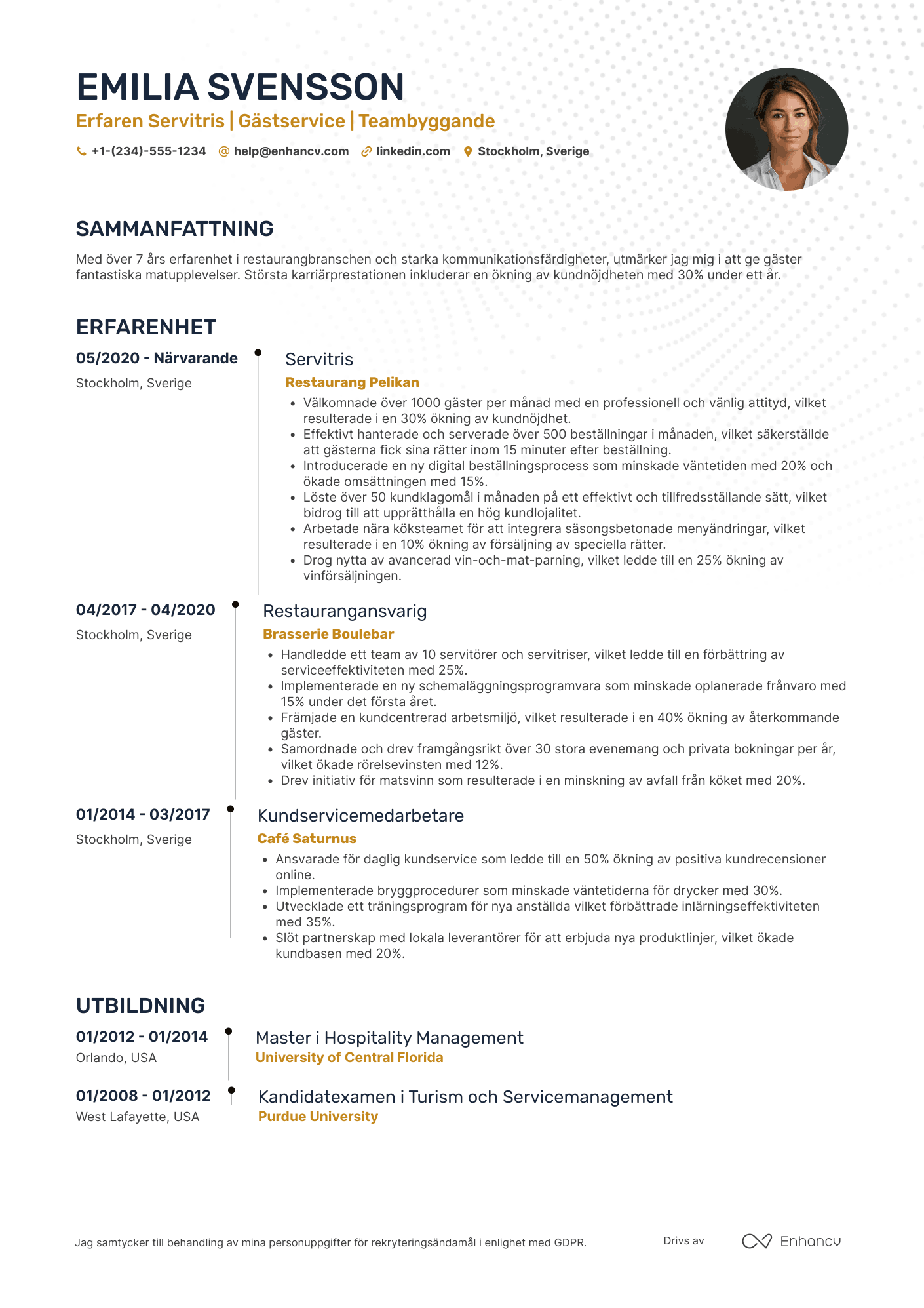 Tidslinje CV mall