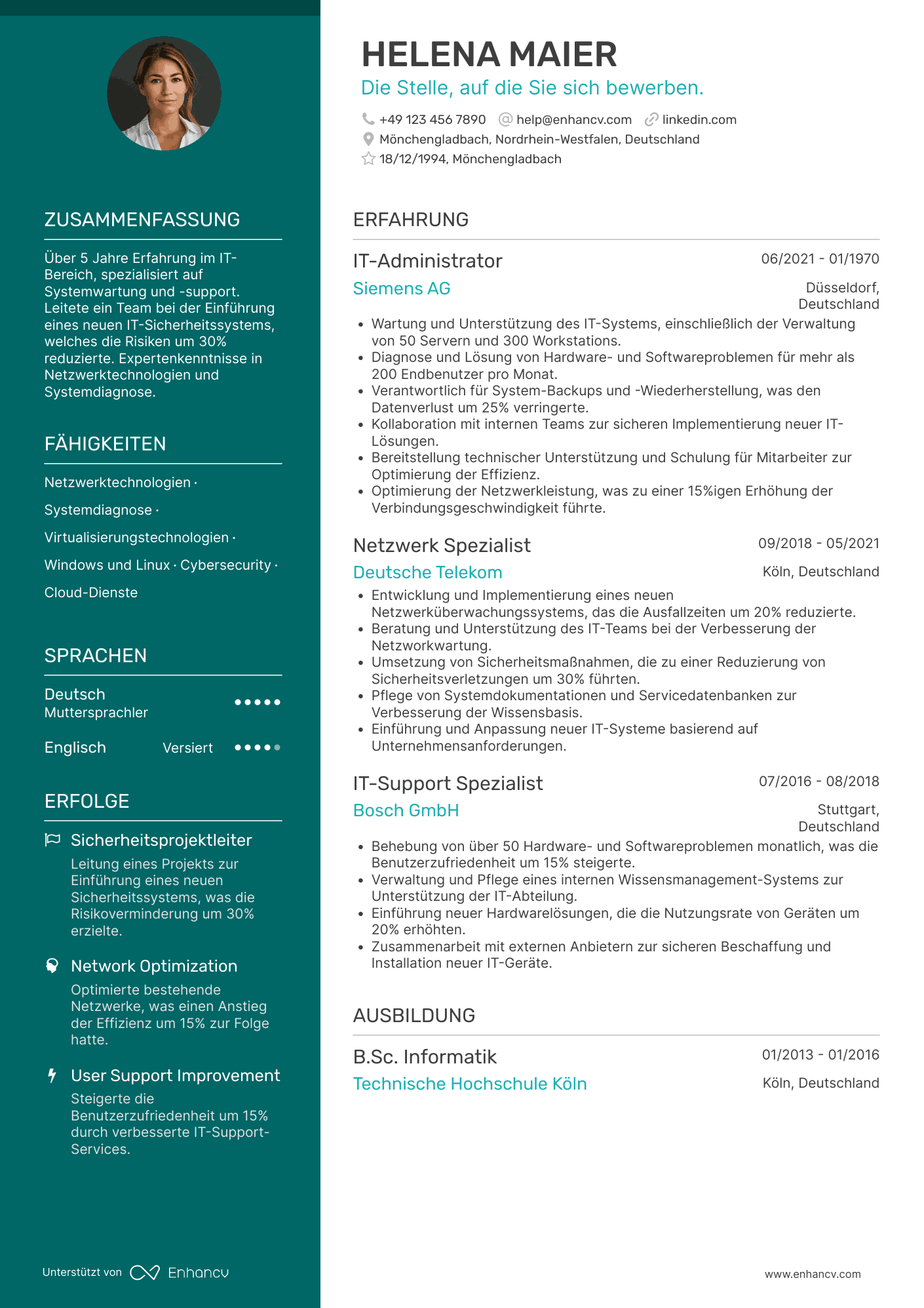 Lebenslauf als Fachinformatiker