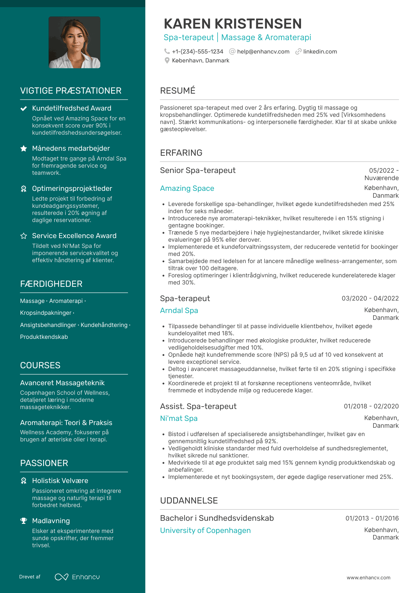 CV til Spa terapeut