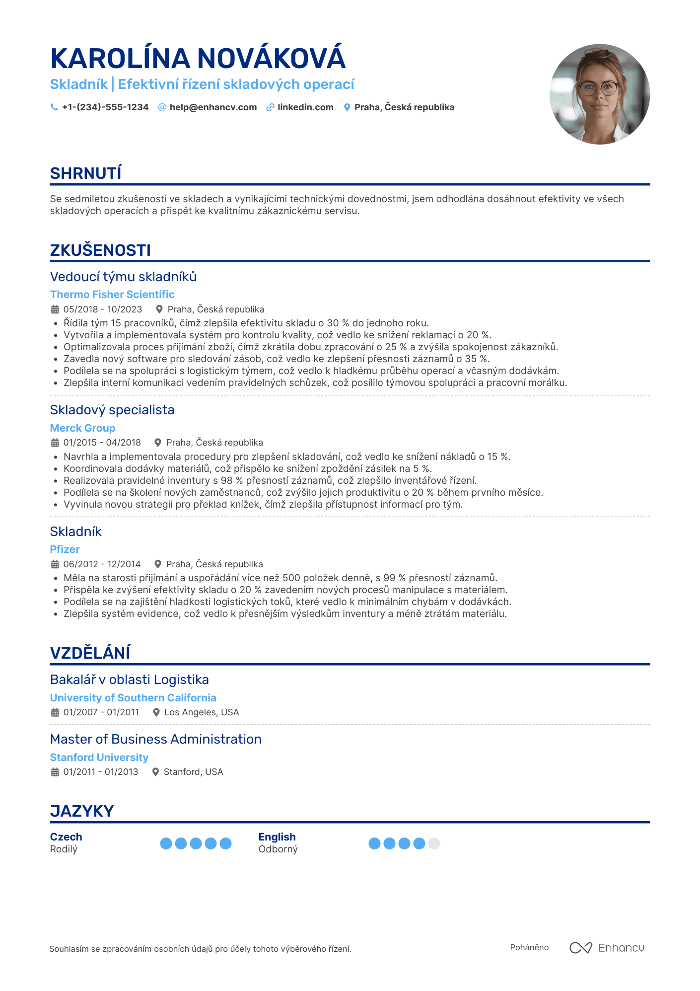 Životopis pro Skladník Lifesciences