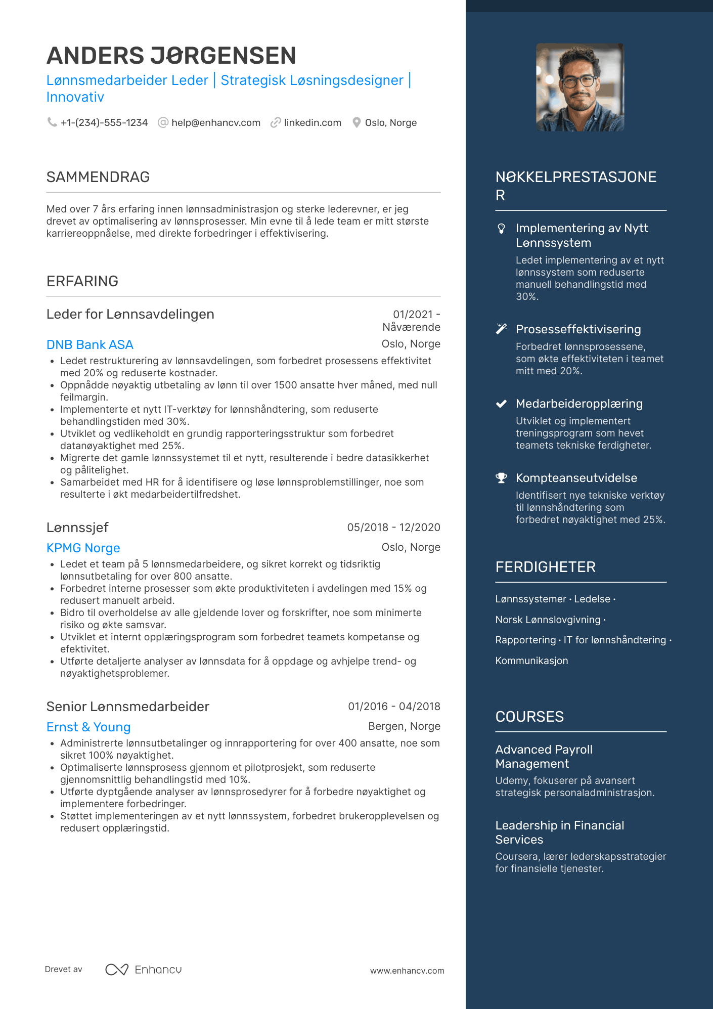 CV for Lønnsmedarbeider Leder