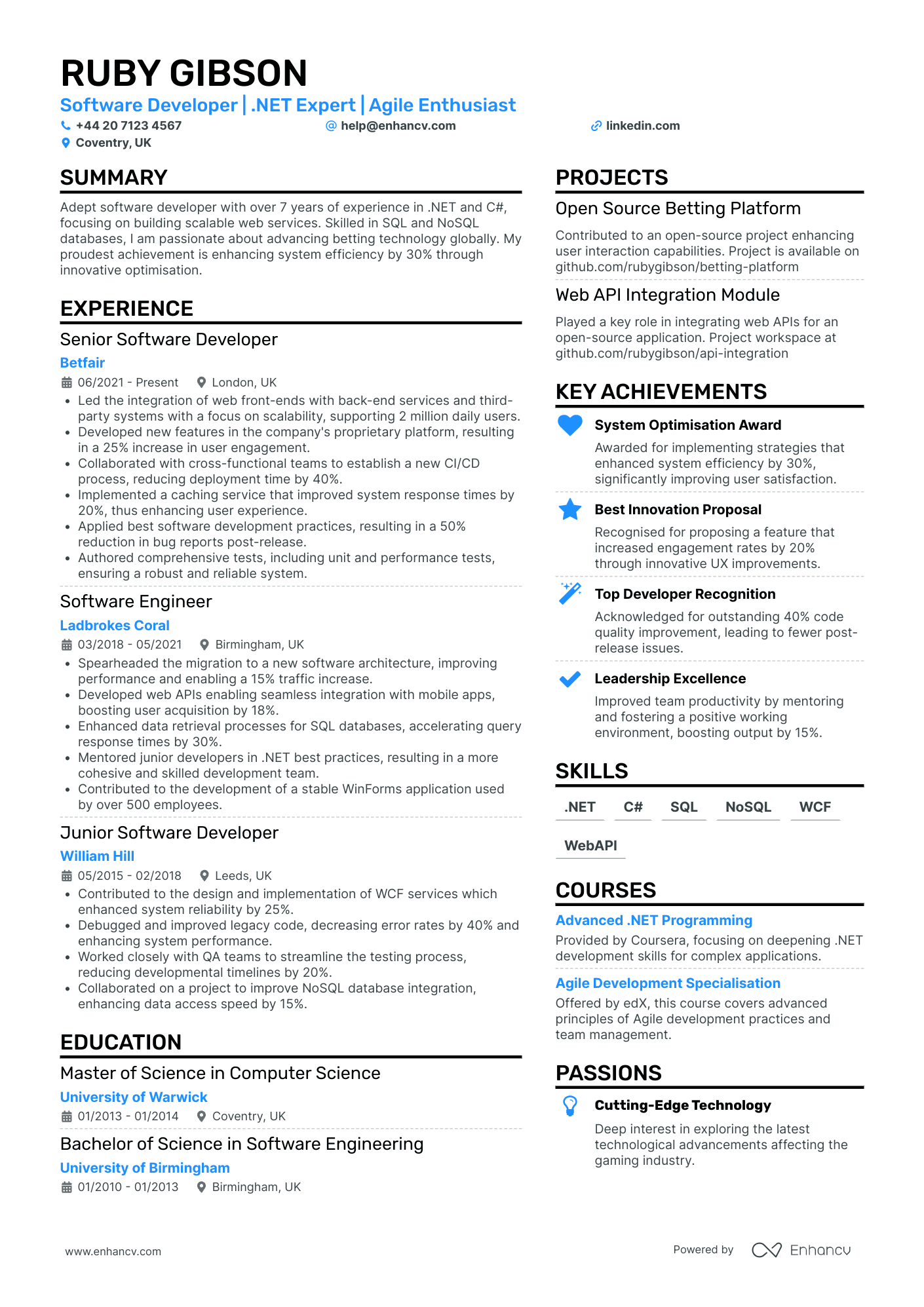 .Net Developer in Healthcare CV Examples