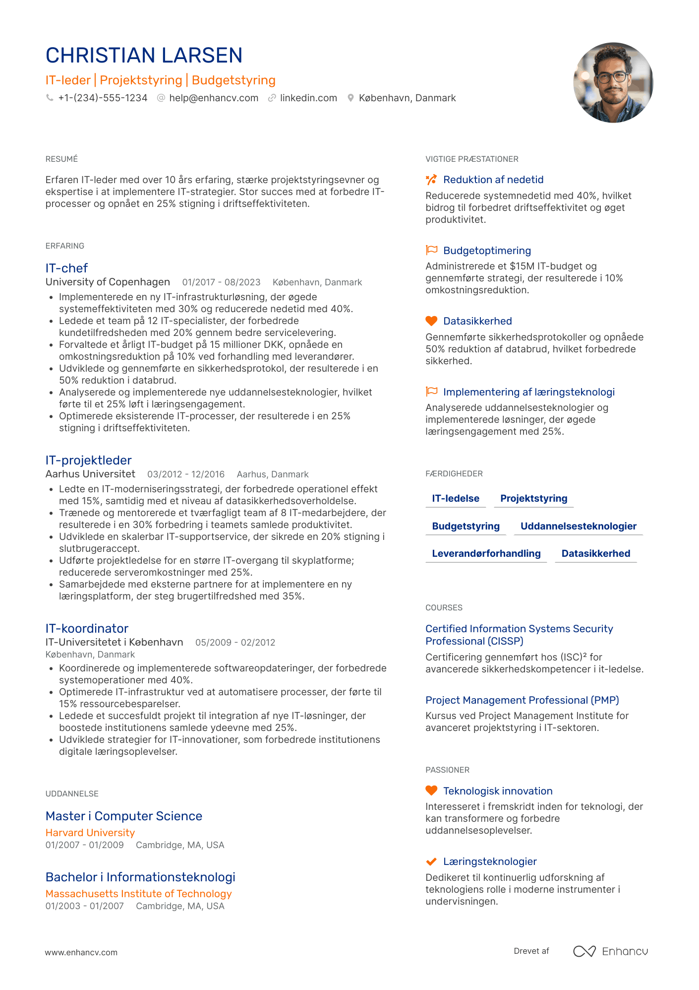 CV til IT leder i uddannelsessektoren