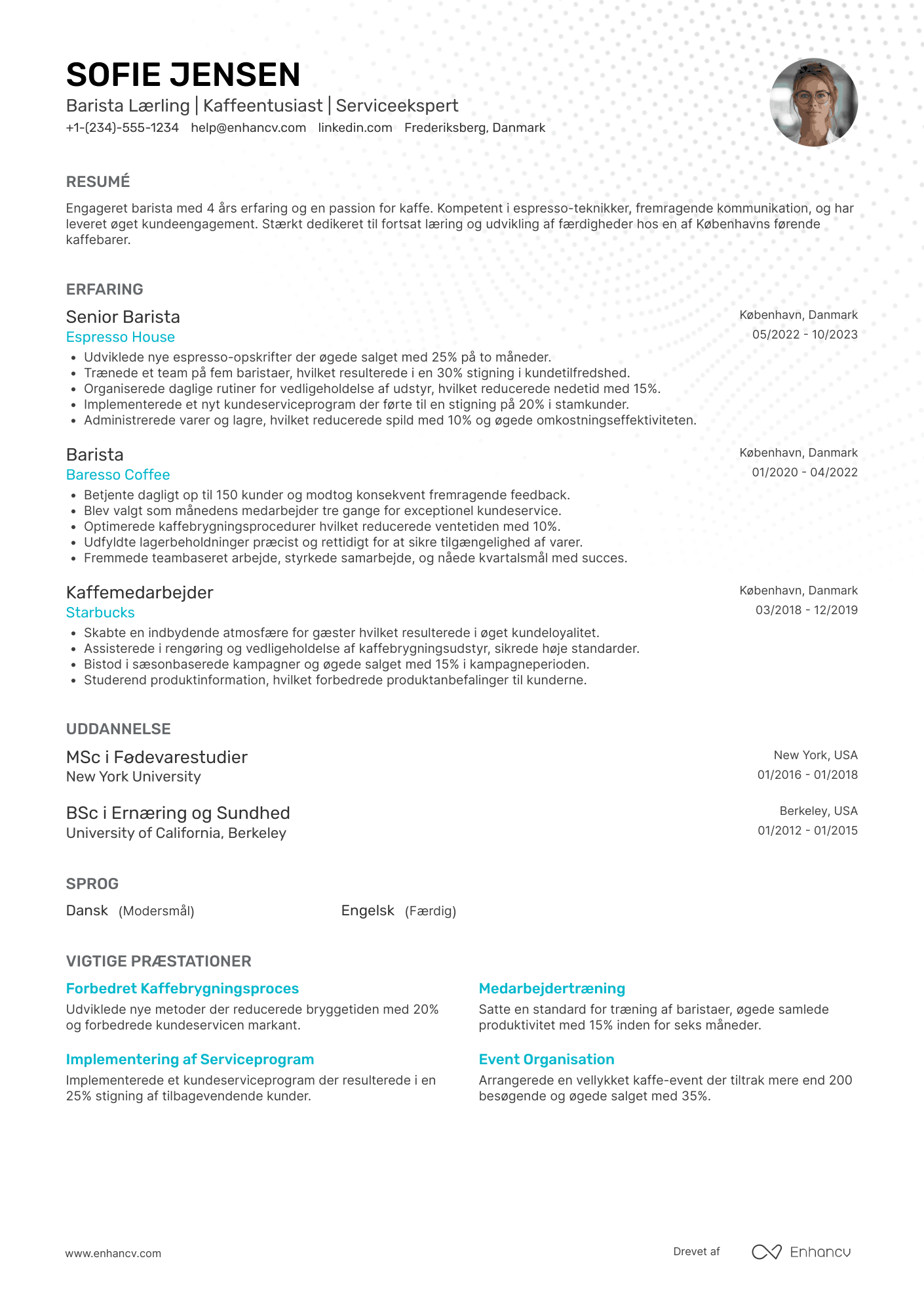 CV til Barista Lærling