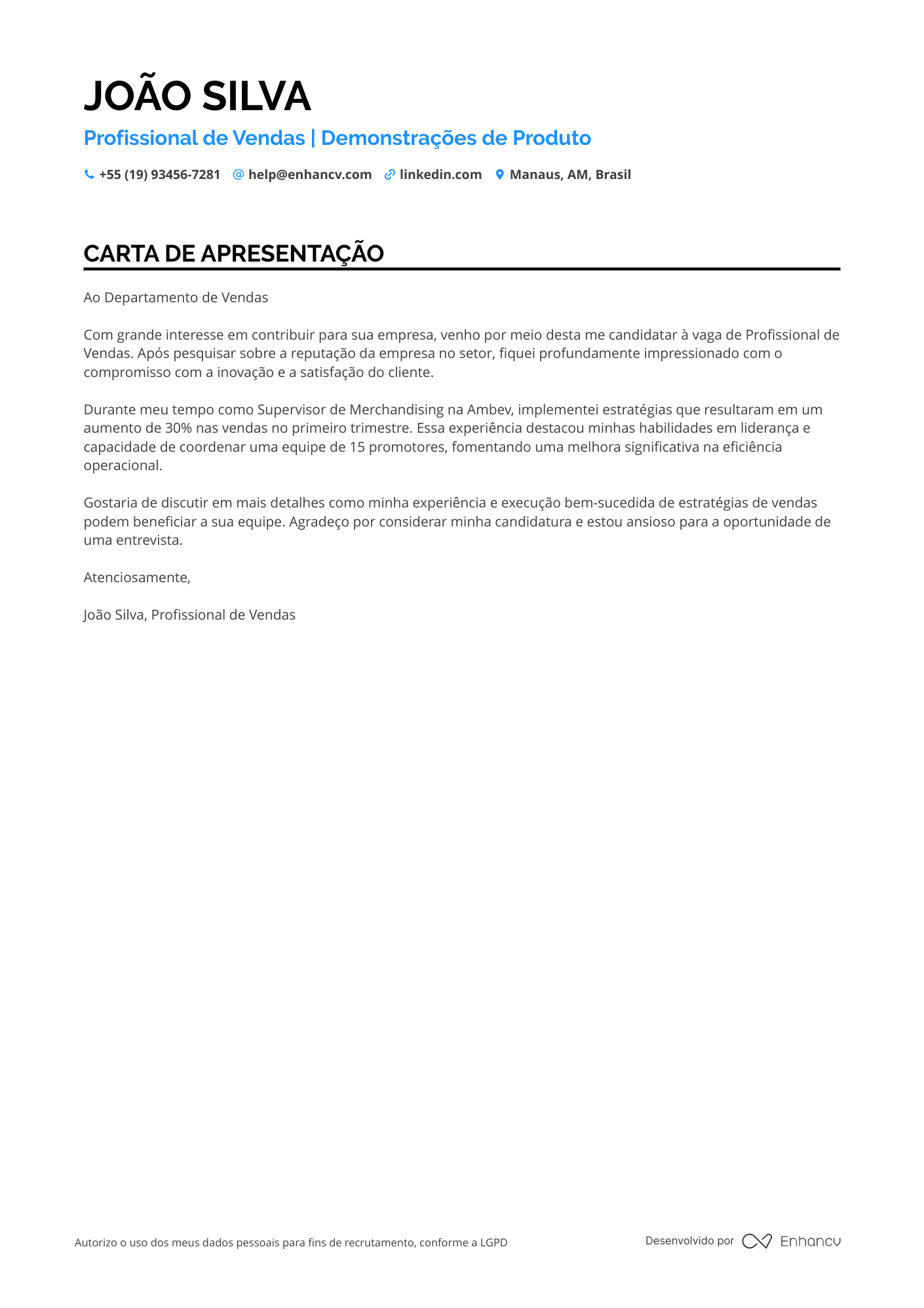 Promotor de Vendas Meio período