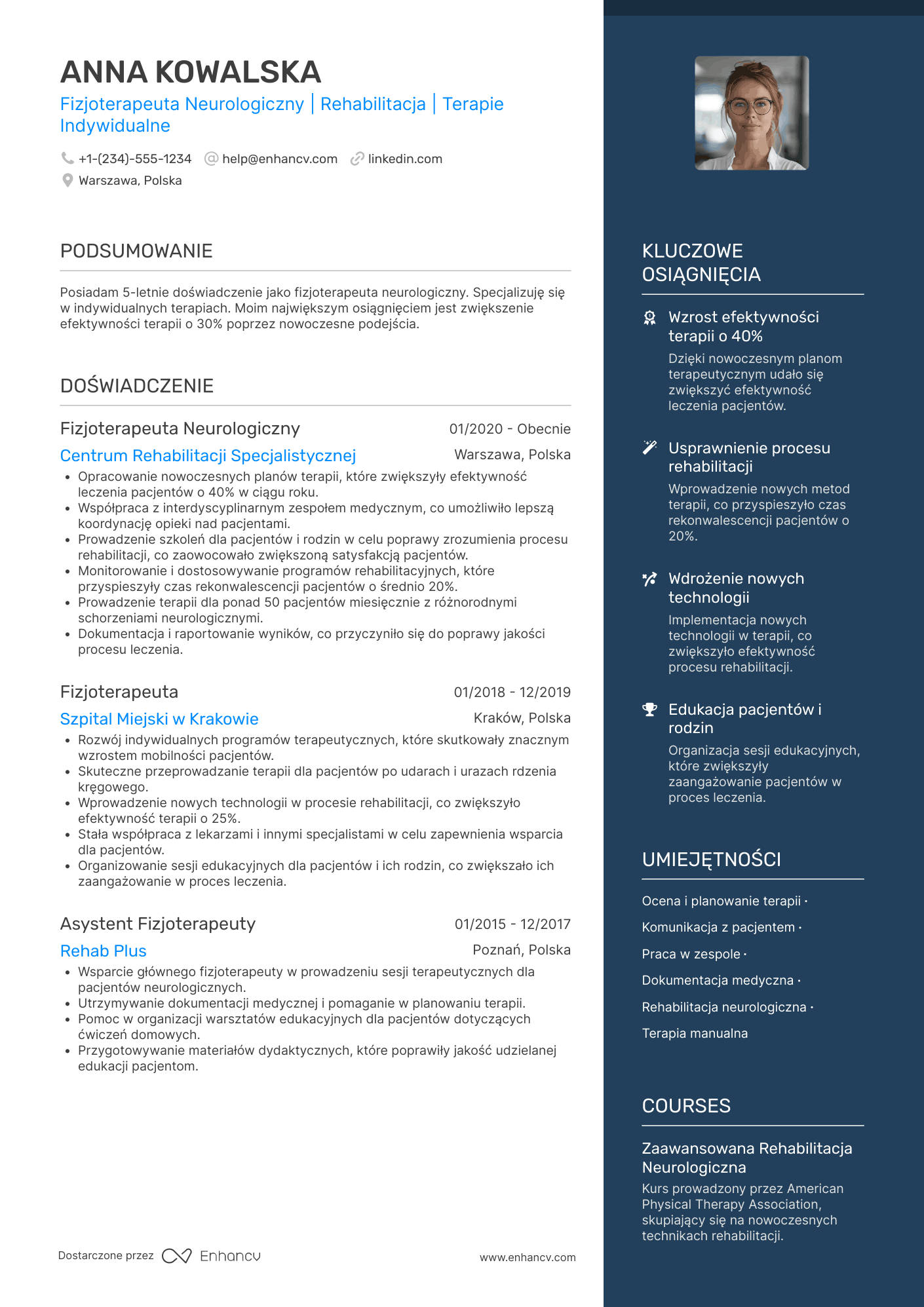 CV dla Fizjoterapeuta Neurologiczny
