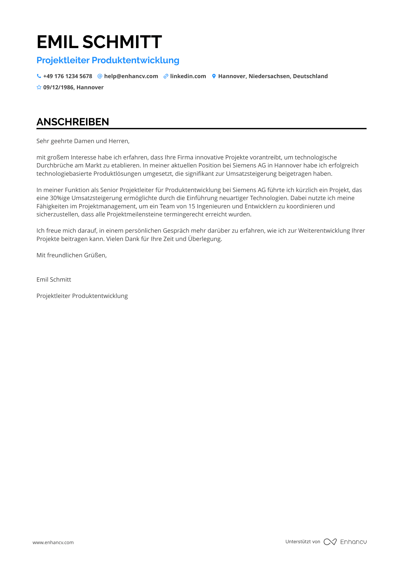 Projektleiter für Produktentwicklung