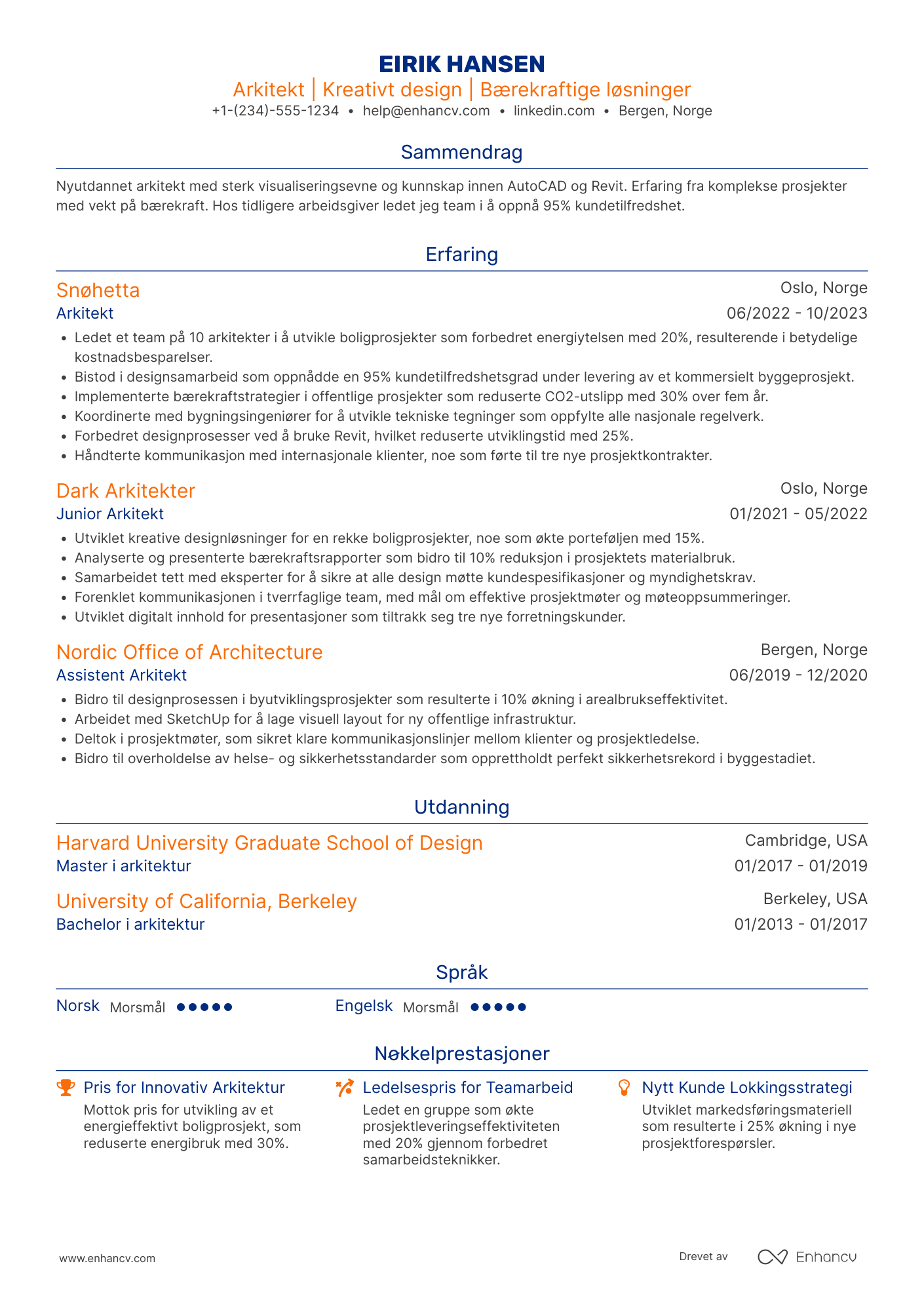 CV for Nyutdannede Arkitekt