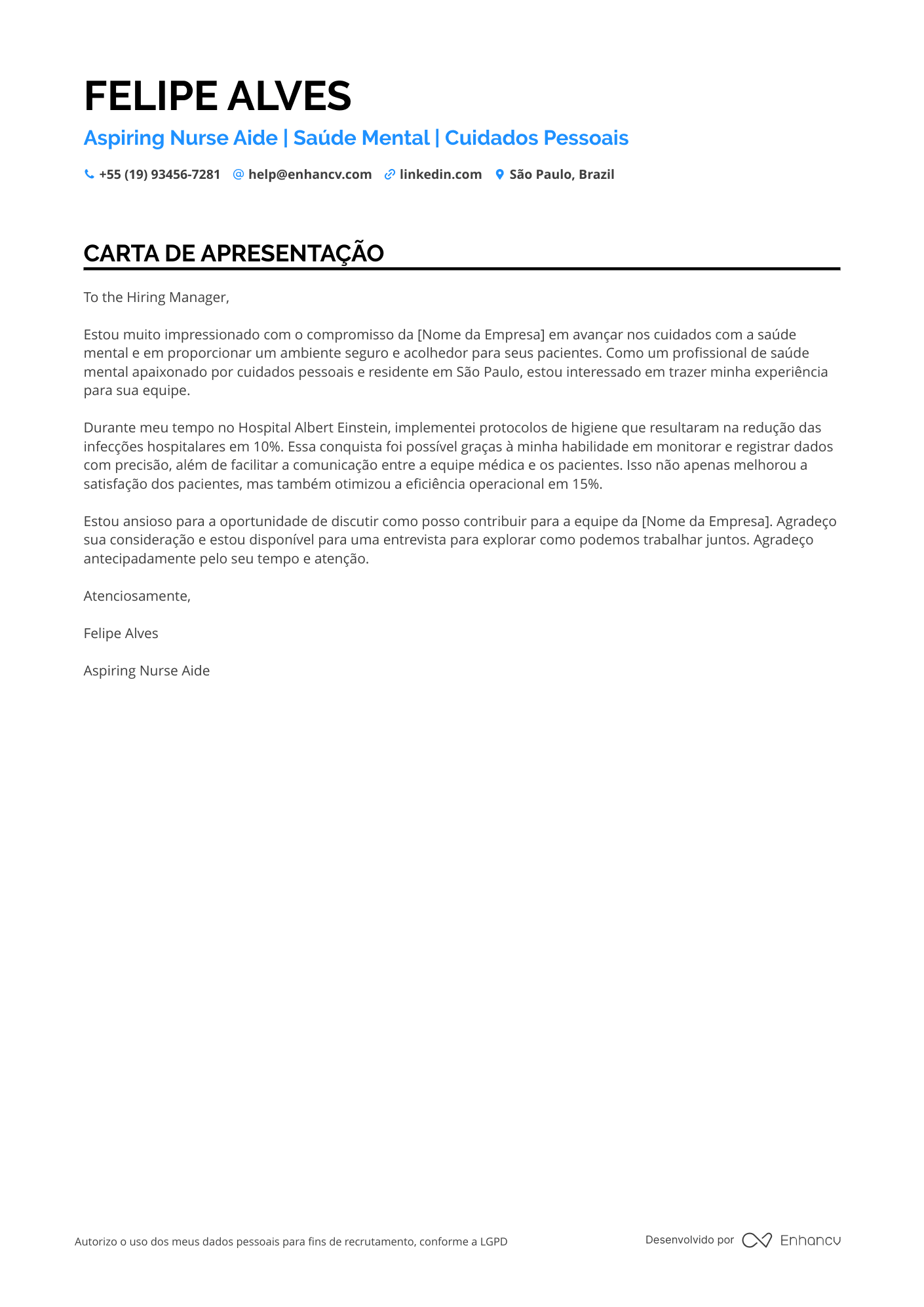 Estudante de Enfermagem em Saúde Ocupacional