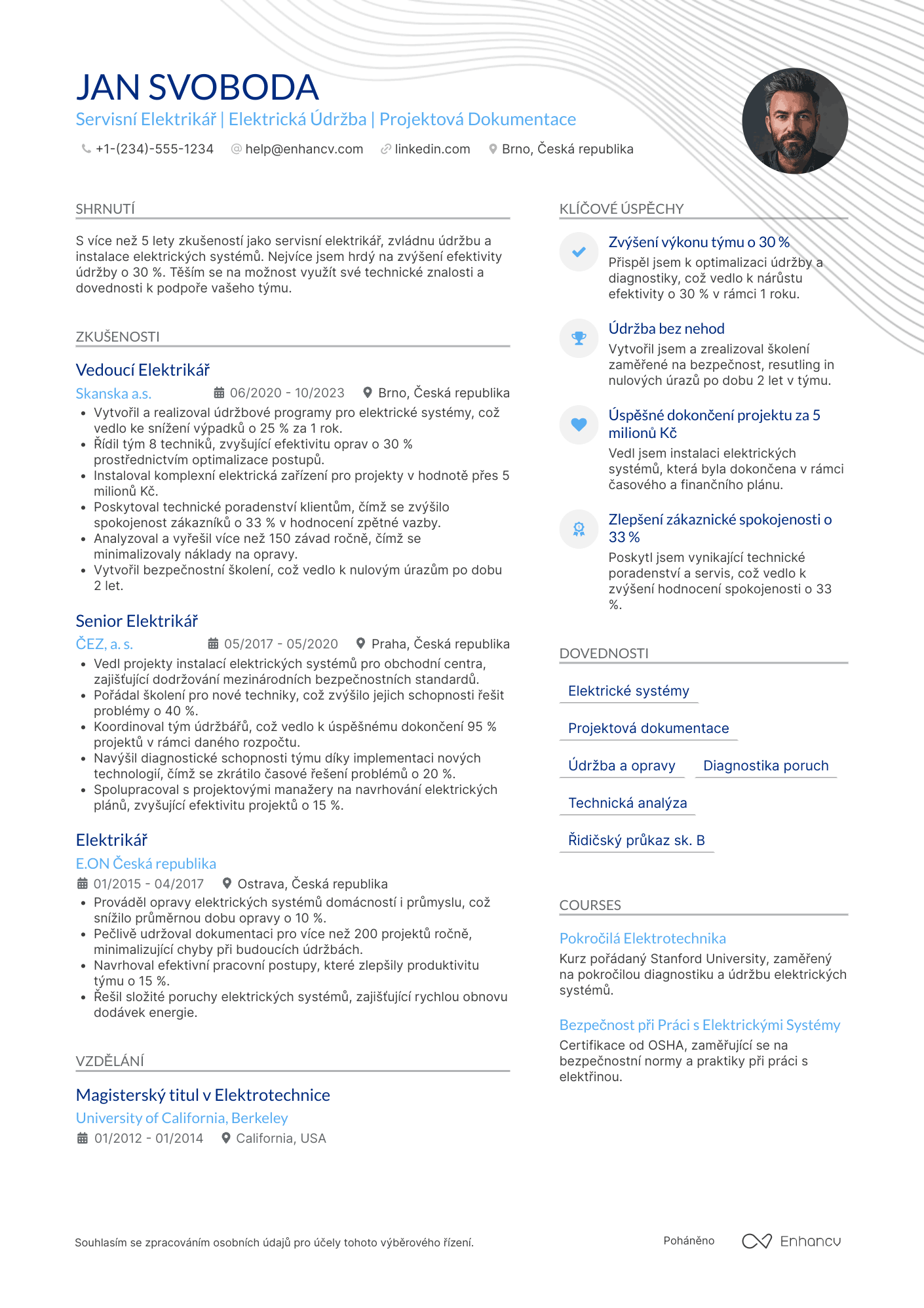 Životopis pro Servisní Elektrikář