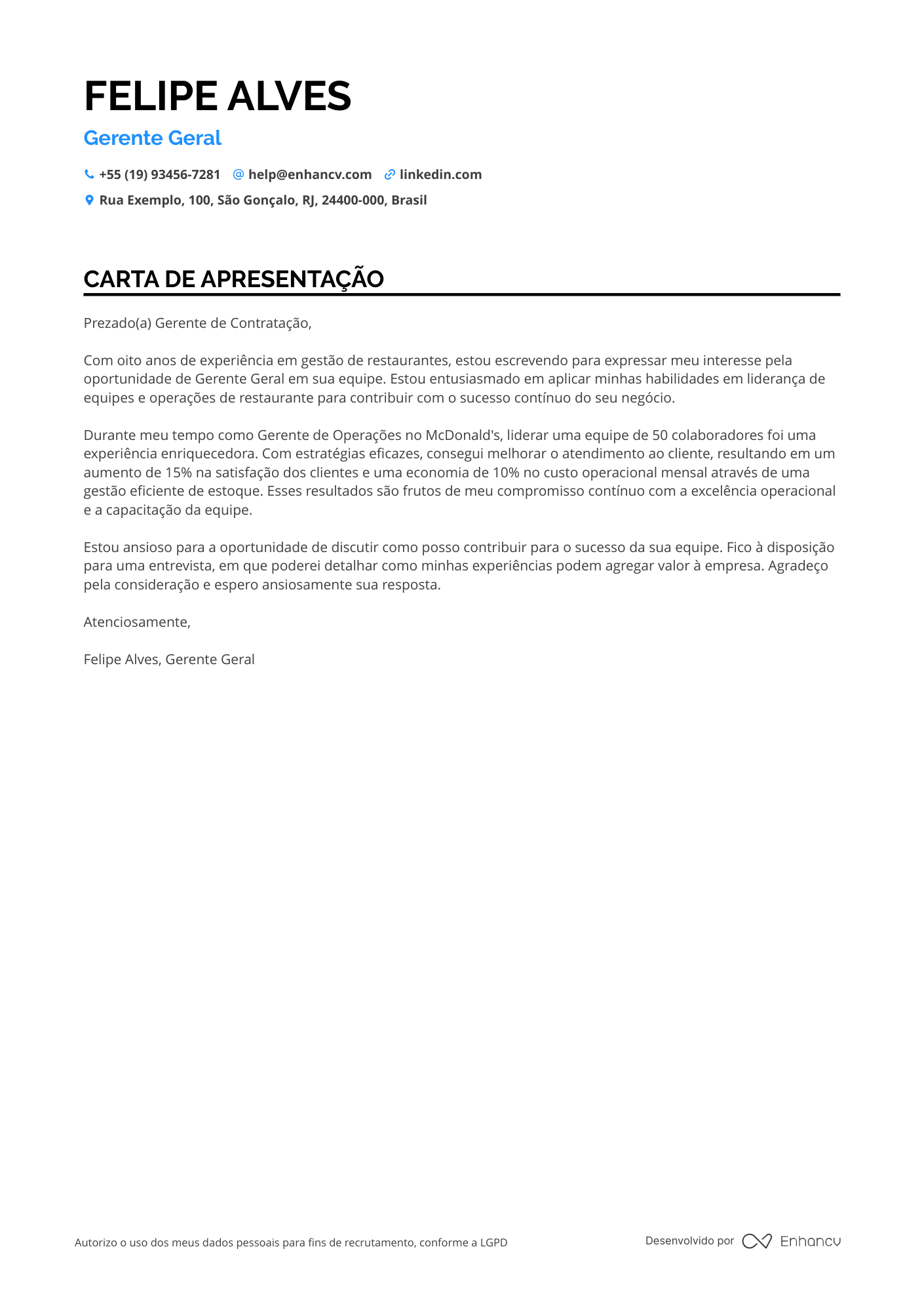 Gerente geral Sem experiência