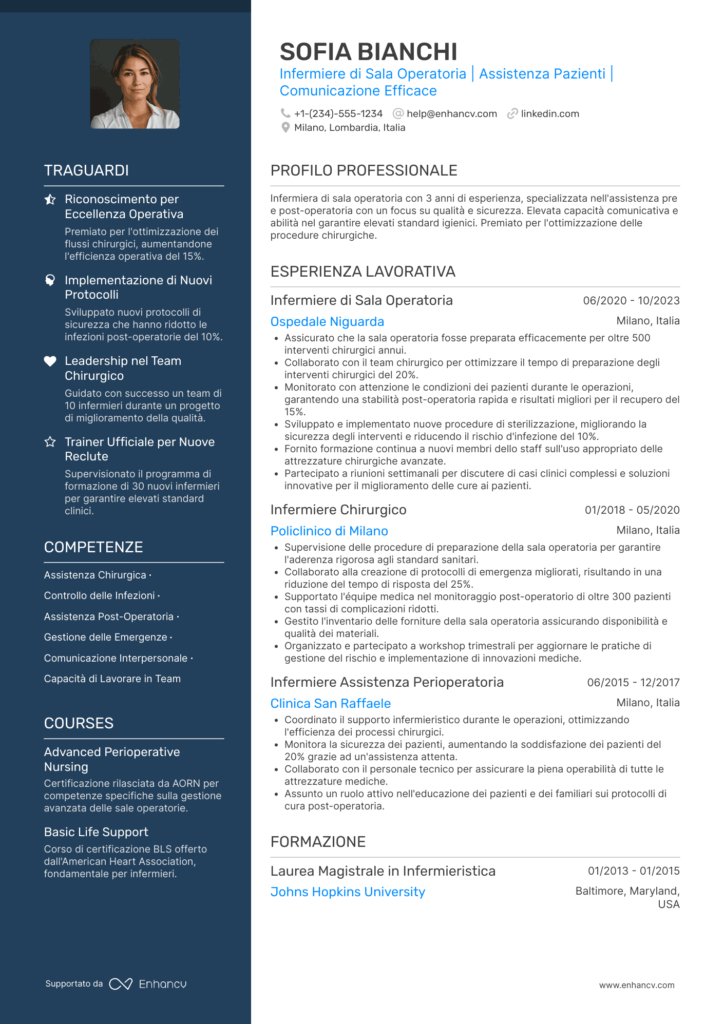 Curriculum vitae infermiere sala operatoria