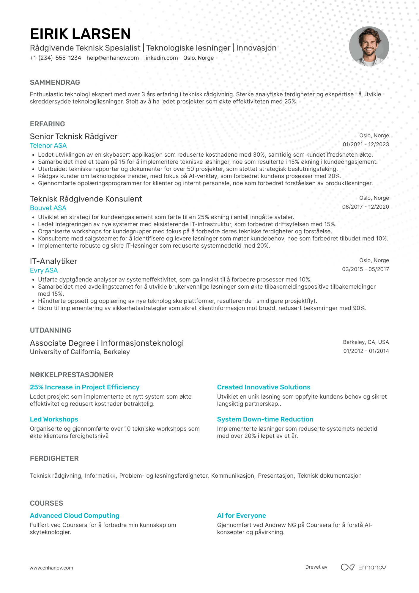 CV for Rådgivende teknisk specialist