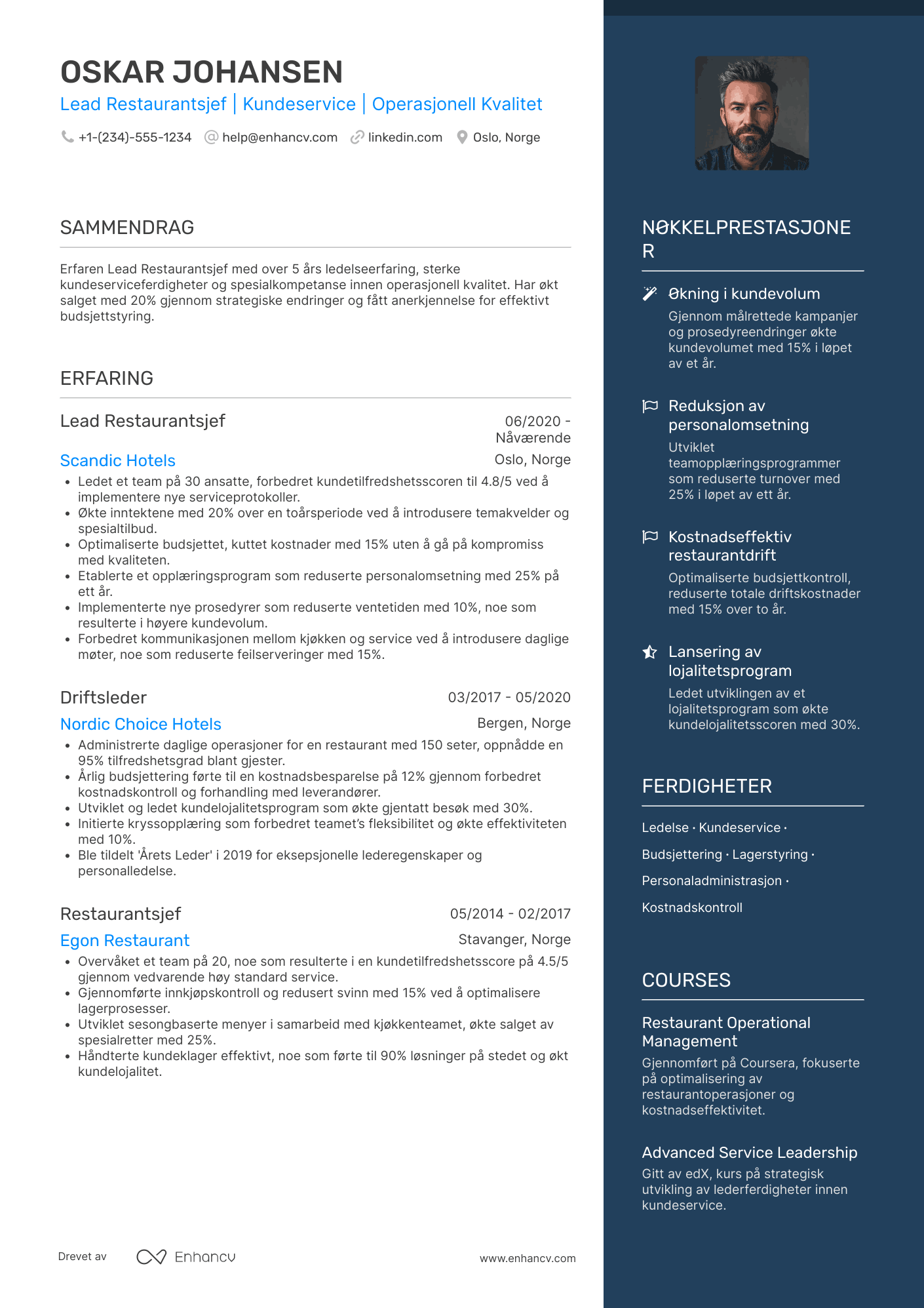 CV for Lead Restaurantsjef