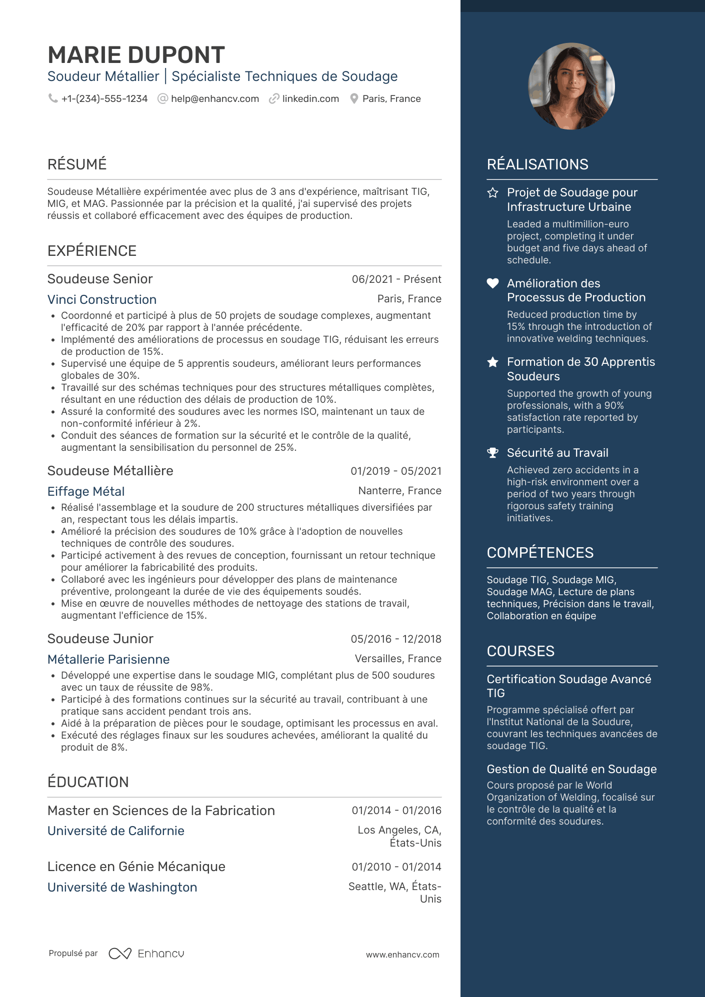 CV de soudeur métallier