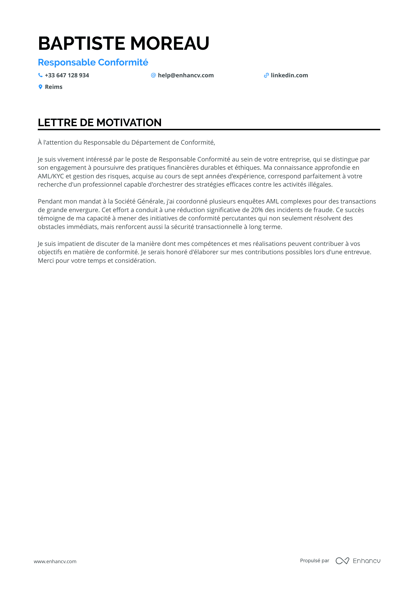 Responsable Conformité Banque