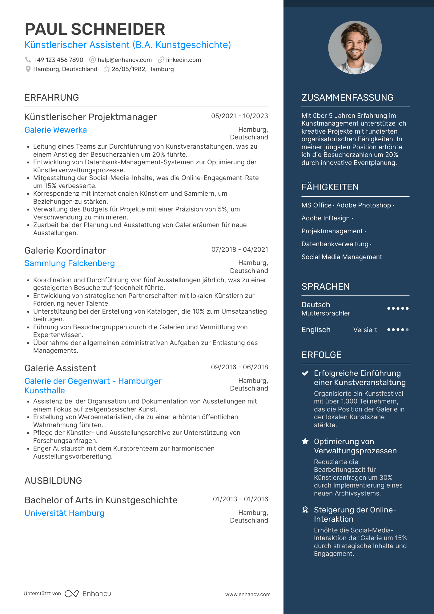 Lebenslauf als Künstlerischer Assistent
