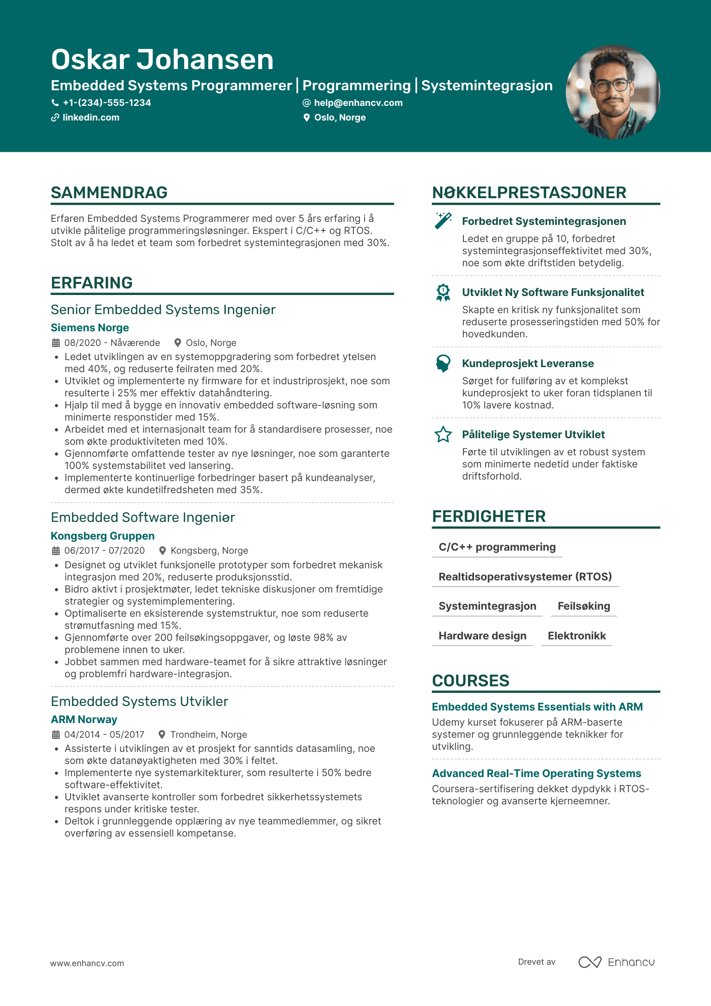 CV for Embedded Systems Programmerer