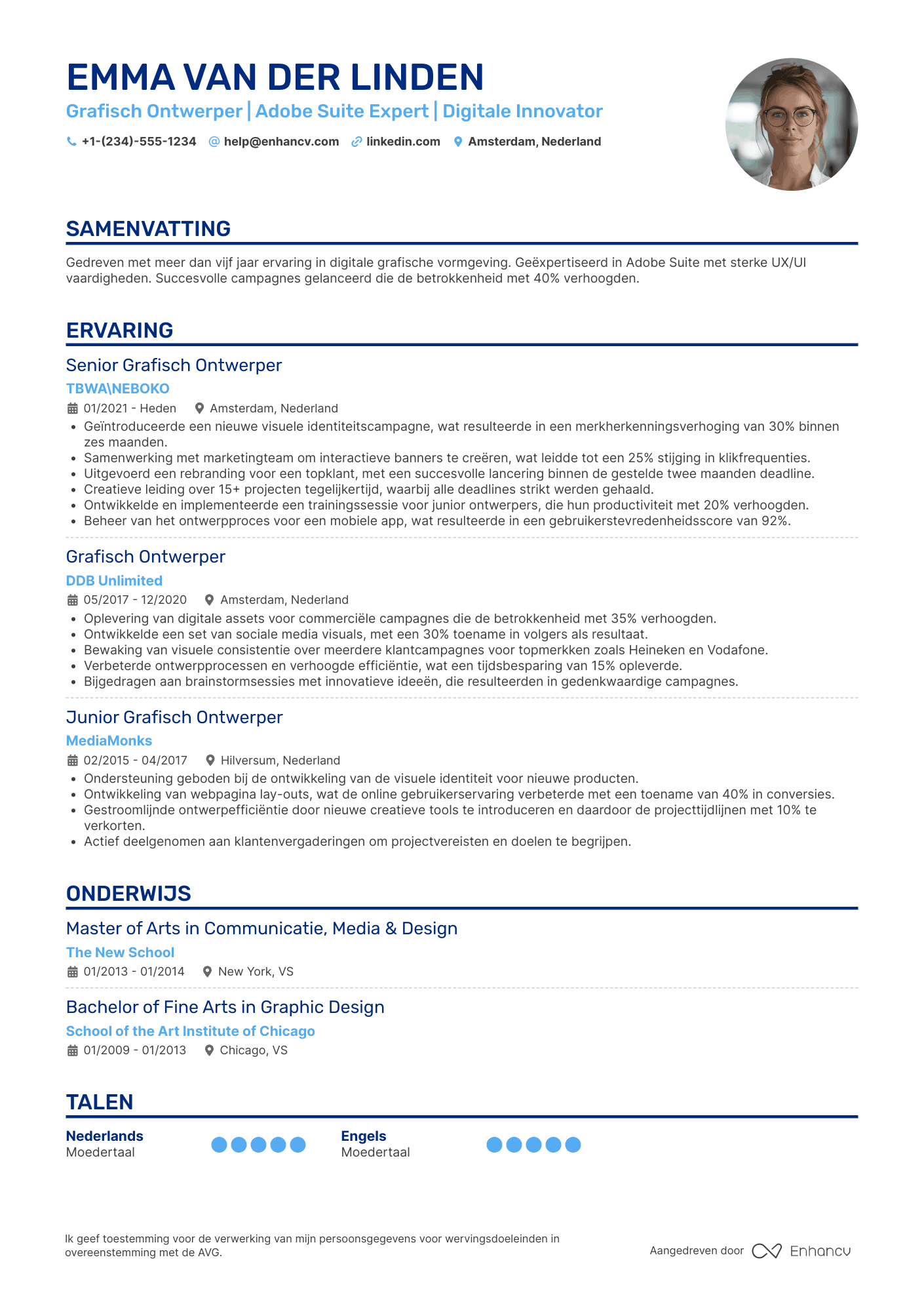 CV voor Digitale Grafisch Ontwerper