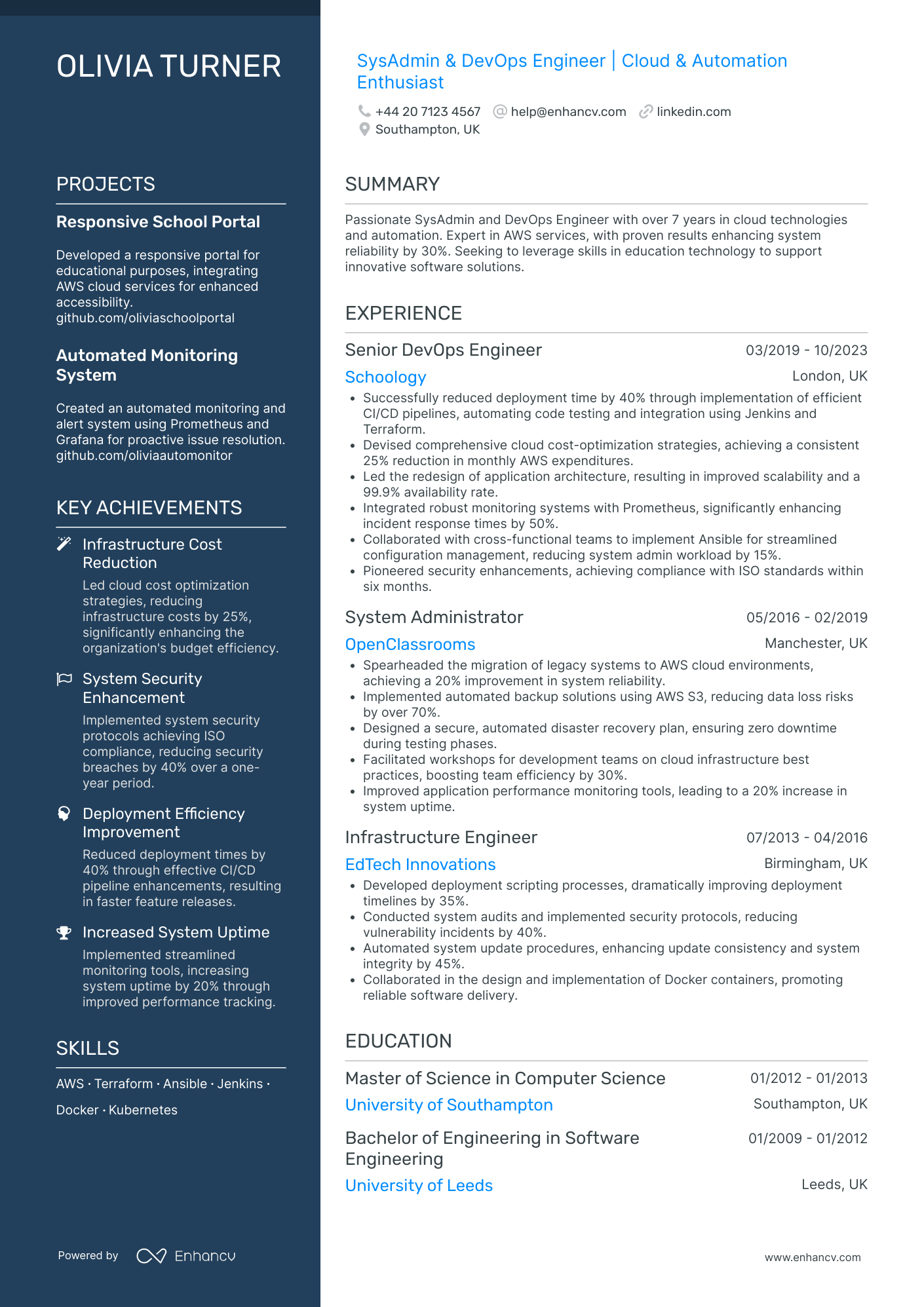 Devops System Administrator CV Examples