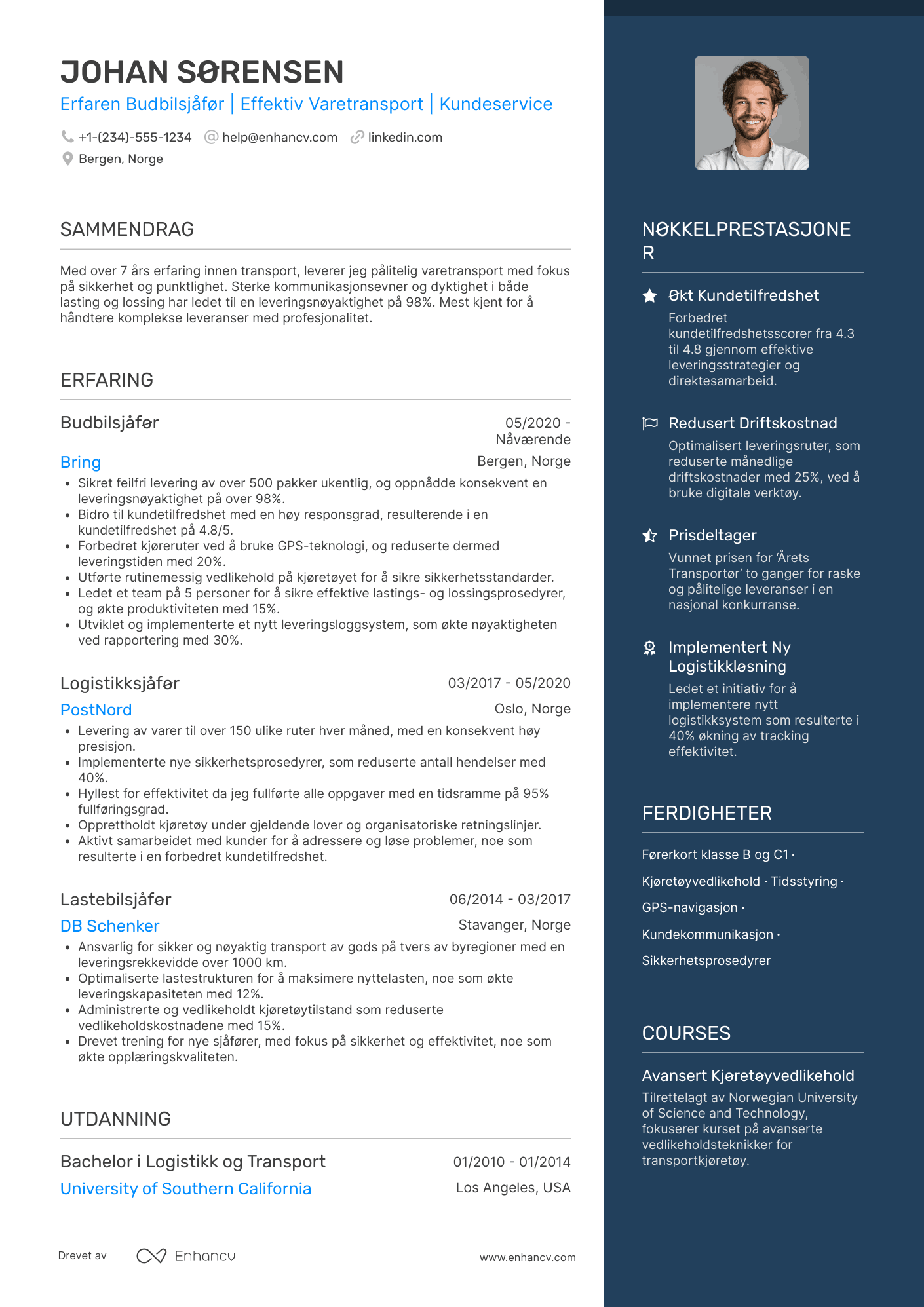 CV for Varetransport Budbilsjåfør