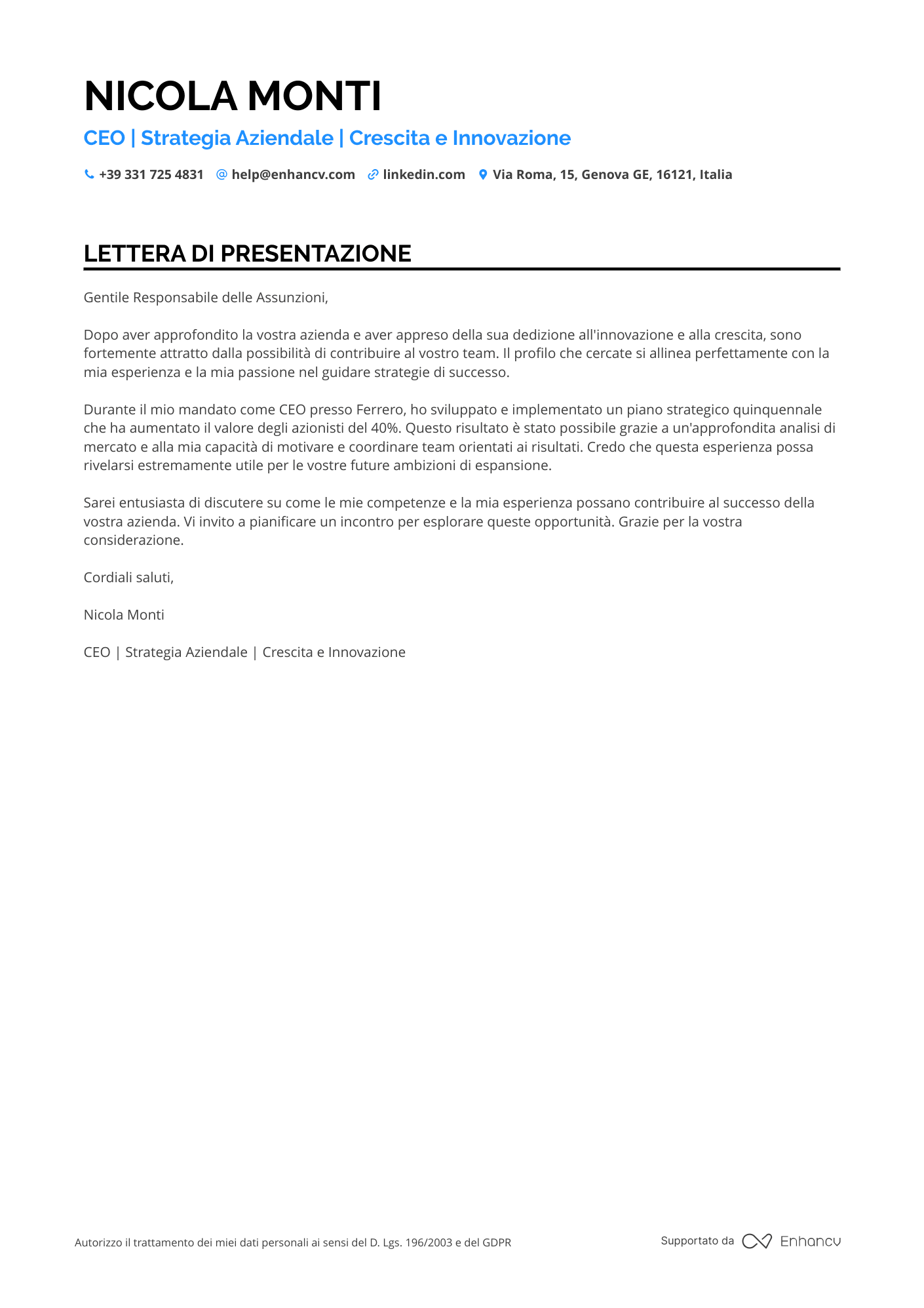 Amministratore Delegato di Azienda di Moda