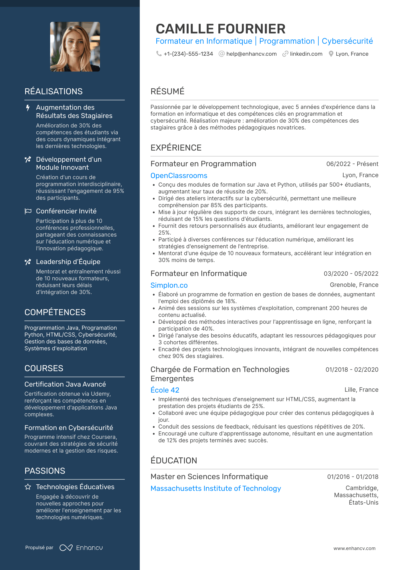 CV de formateur en informatique