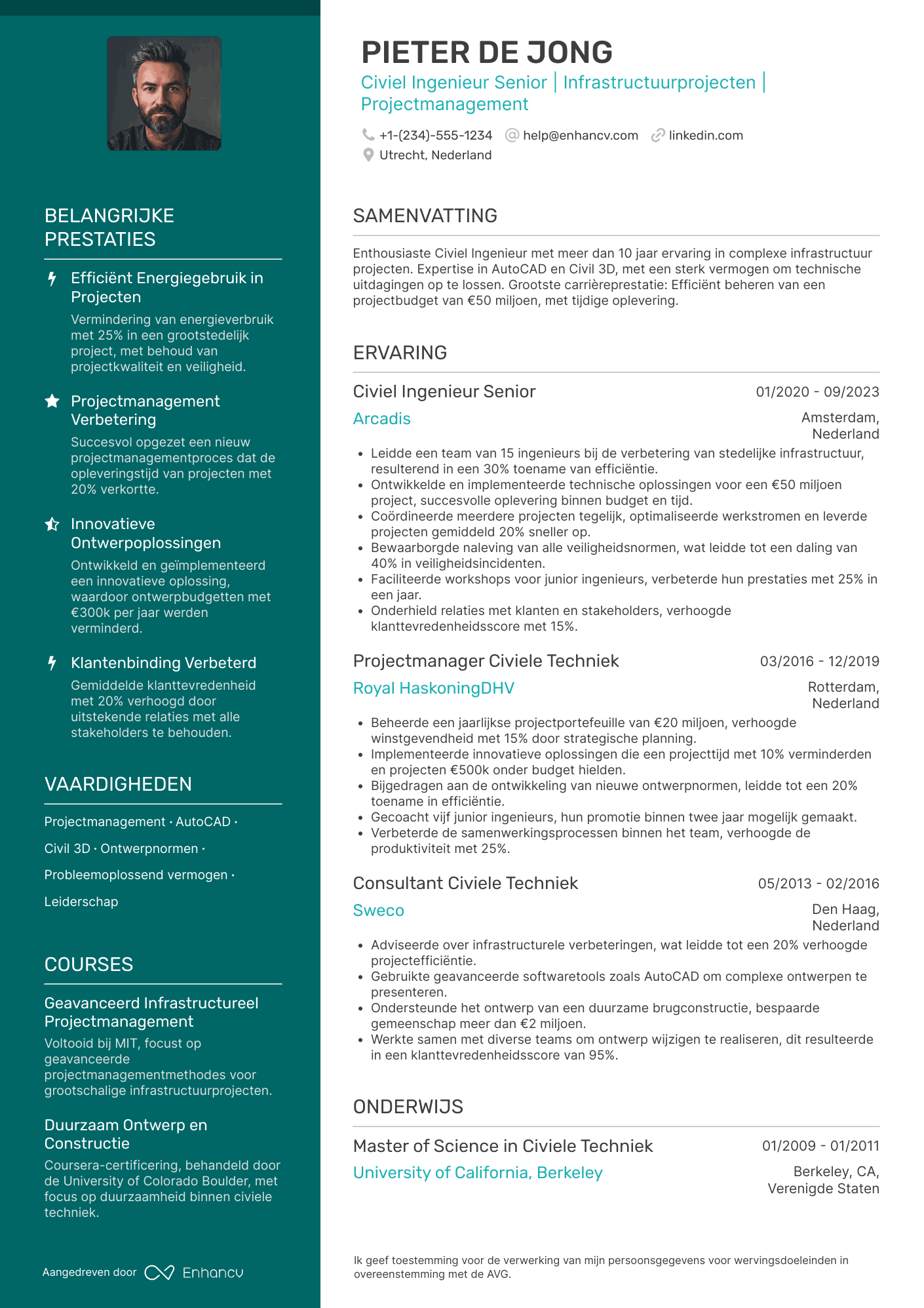 CV voor Civiel Ingenieur Senior