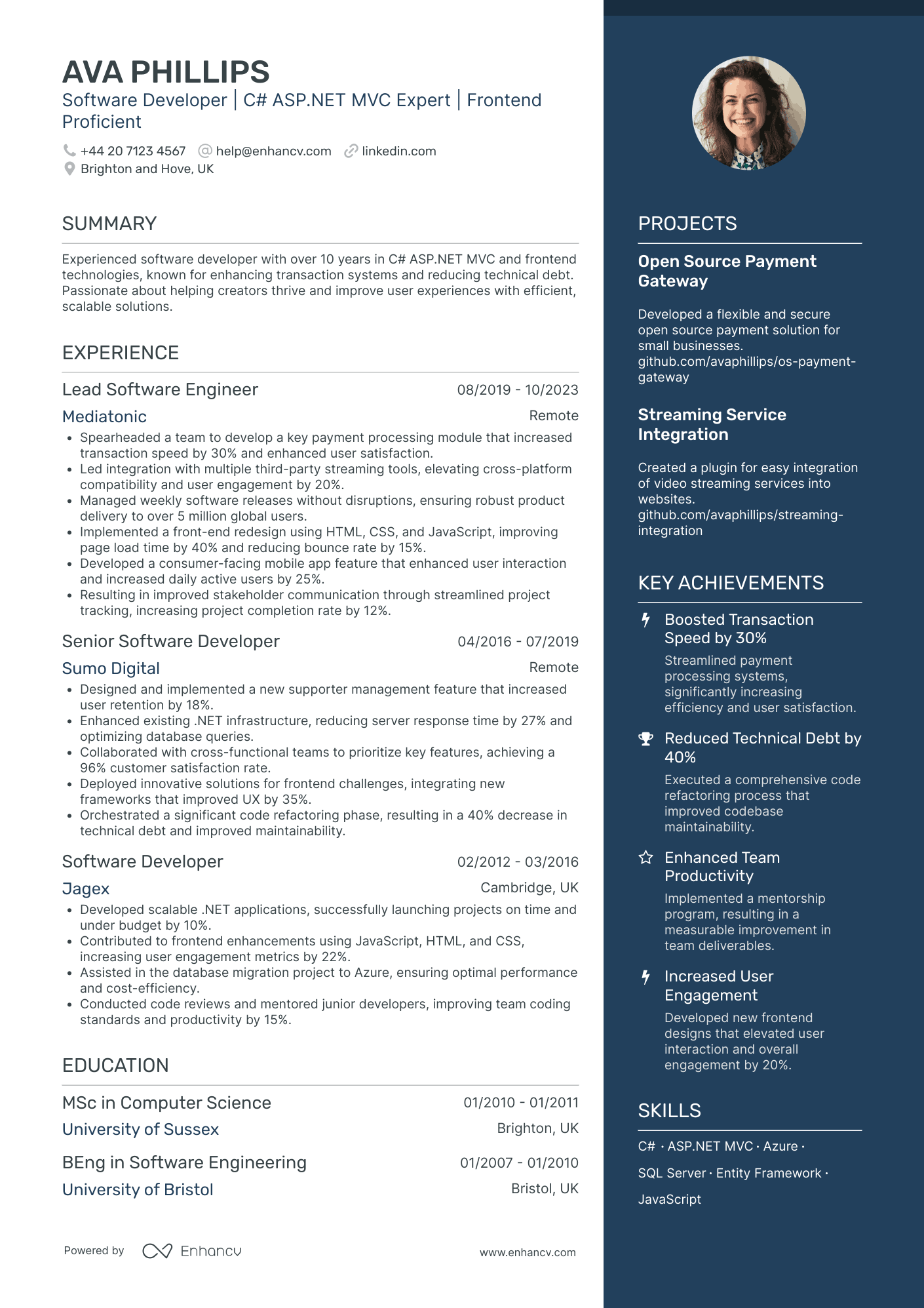 Full Stack Developer CV Examples