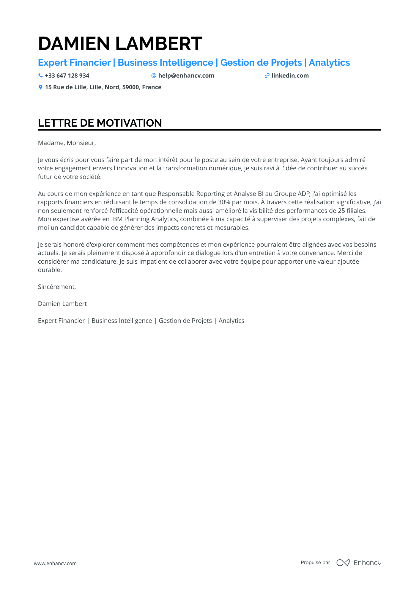 Responsable de la Planification Financière