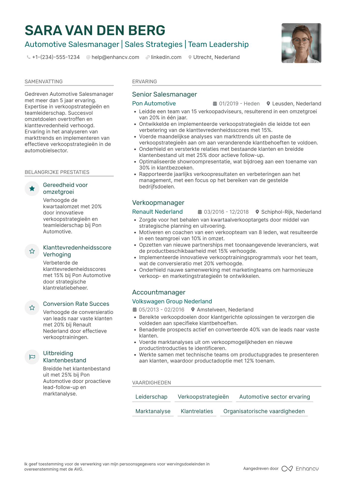CV voor Automotive Salesmanager