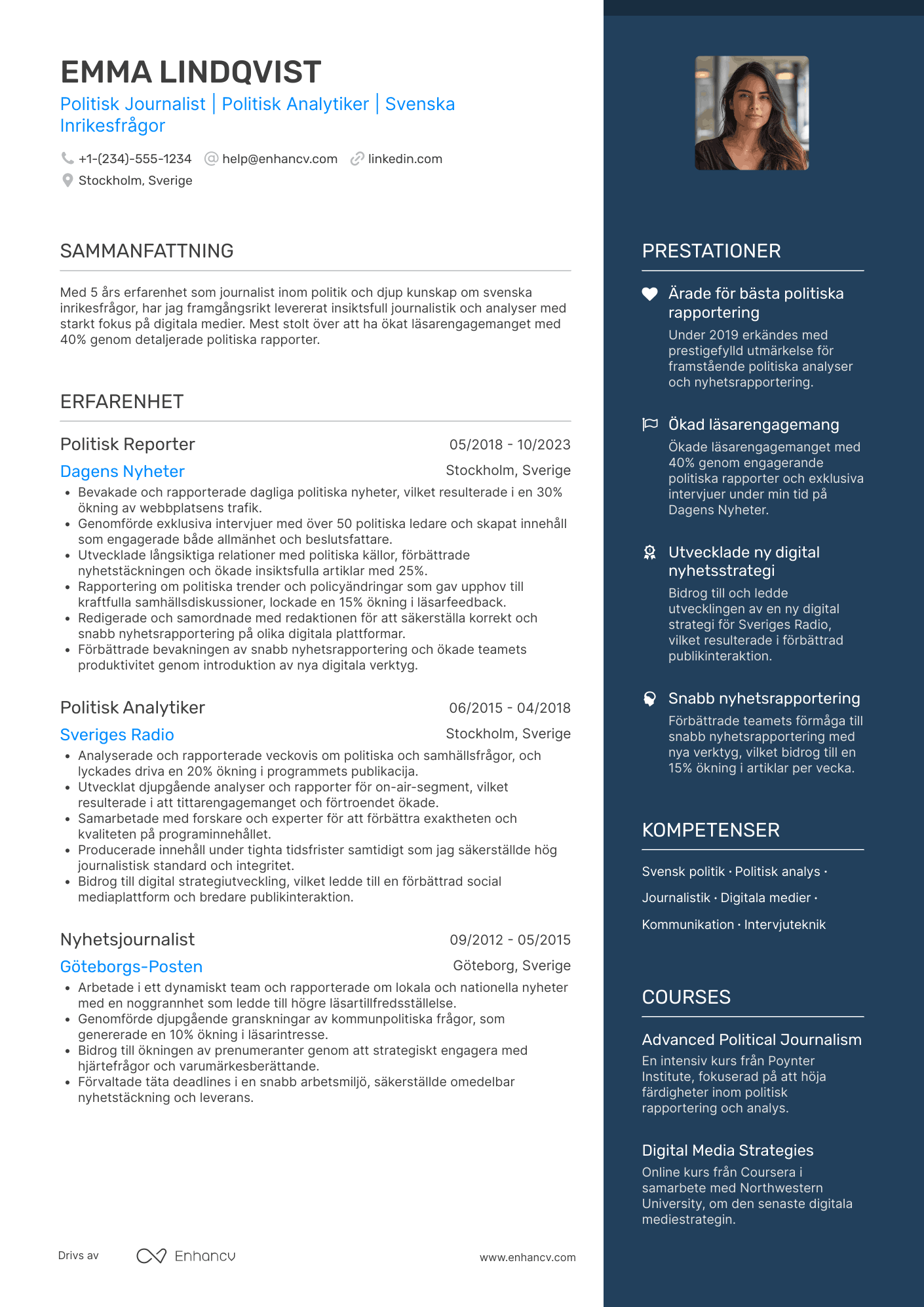 CV för Politisk Journalist