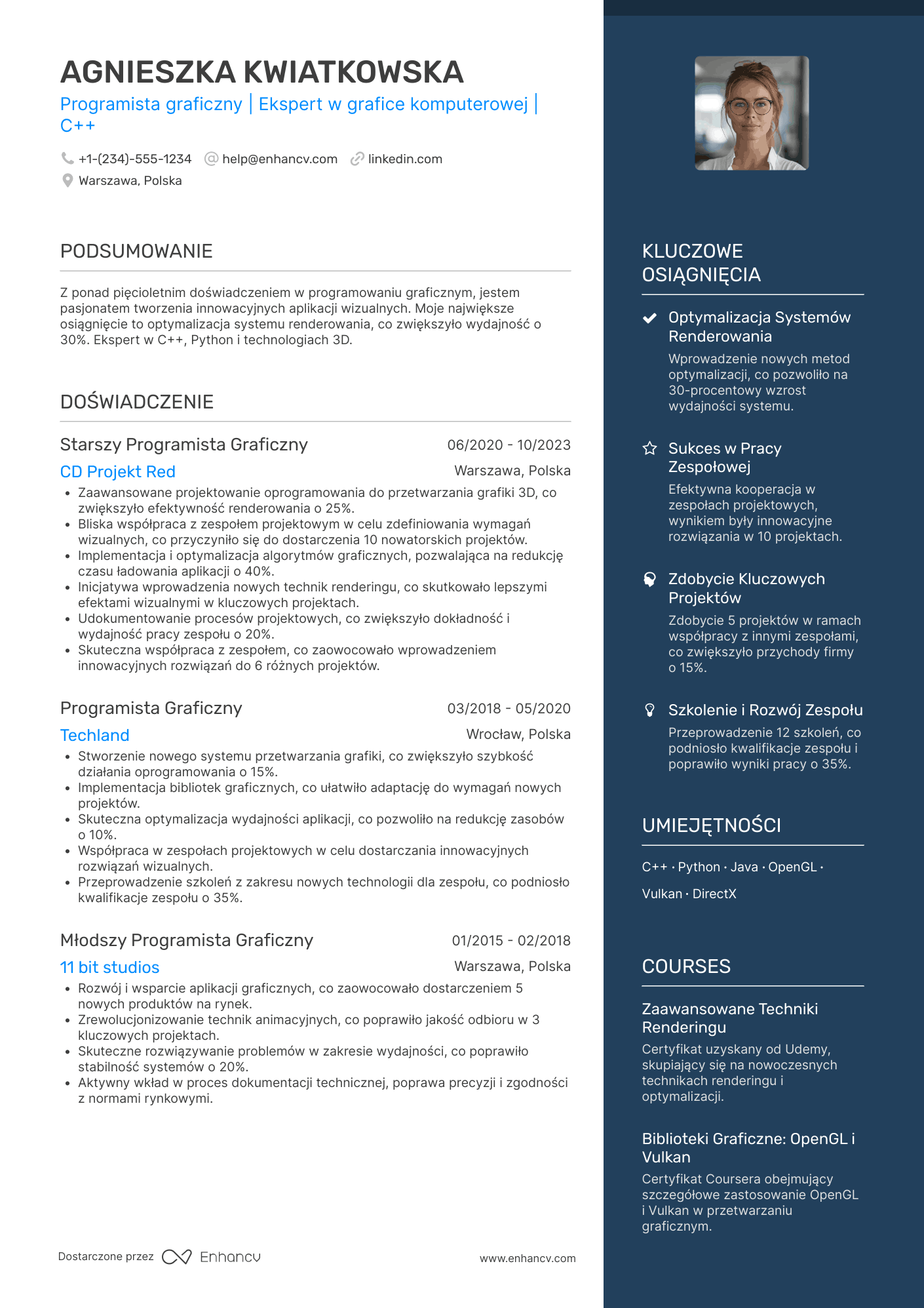 CV dla Programista graficzny