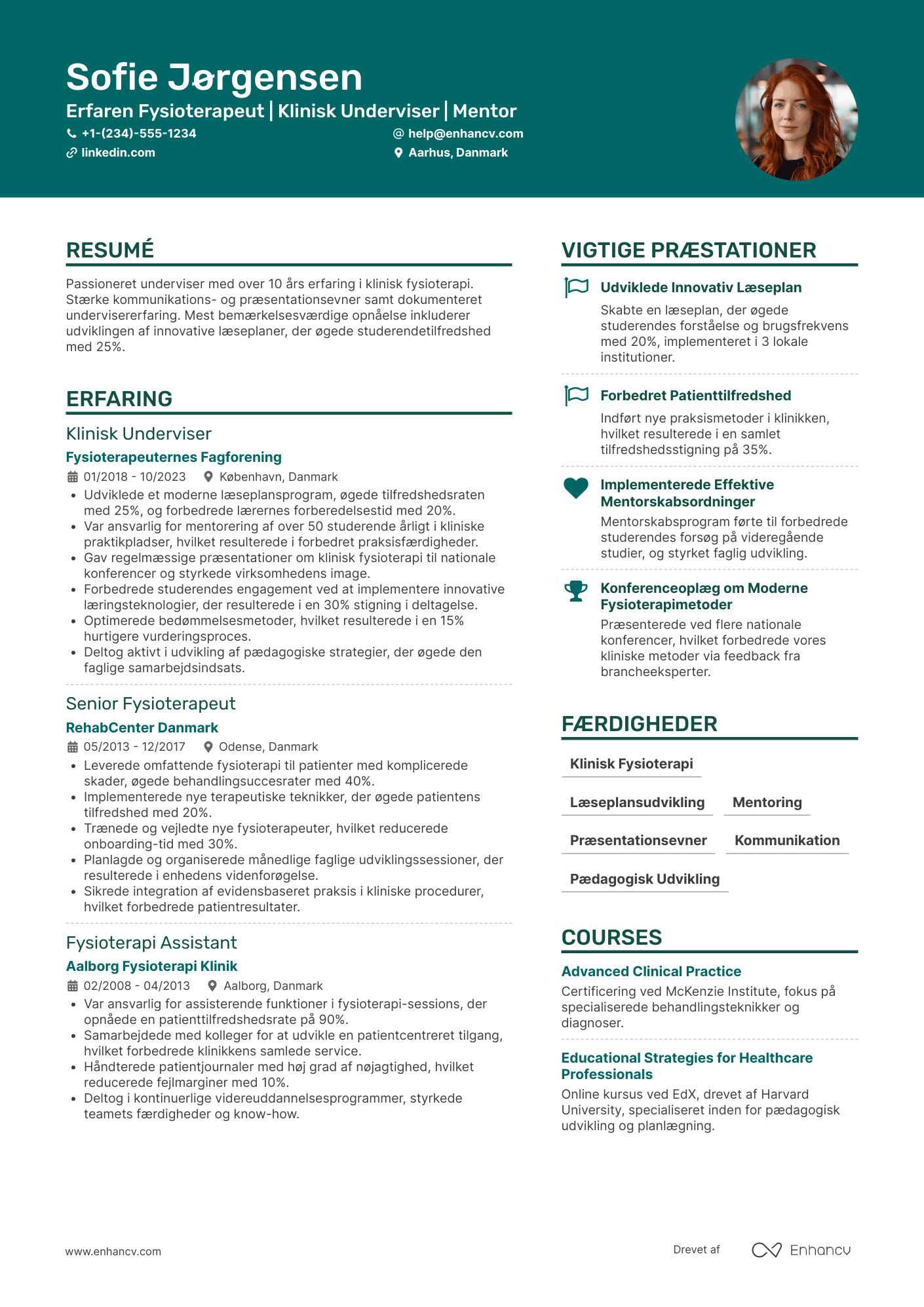 CV til Underviser i klinisk fysioterapi
