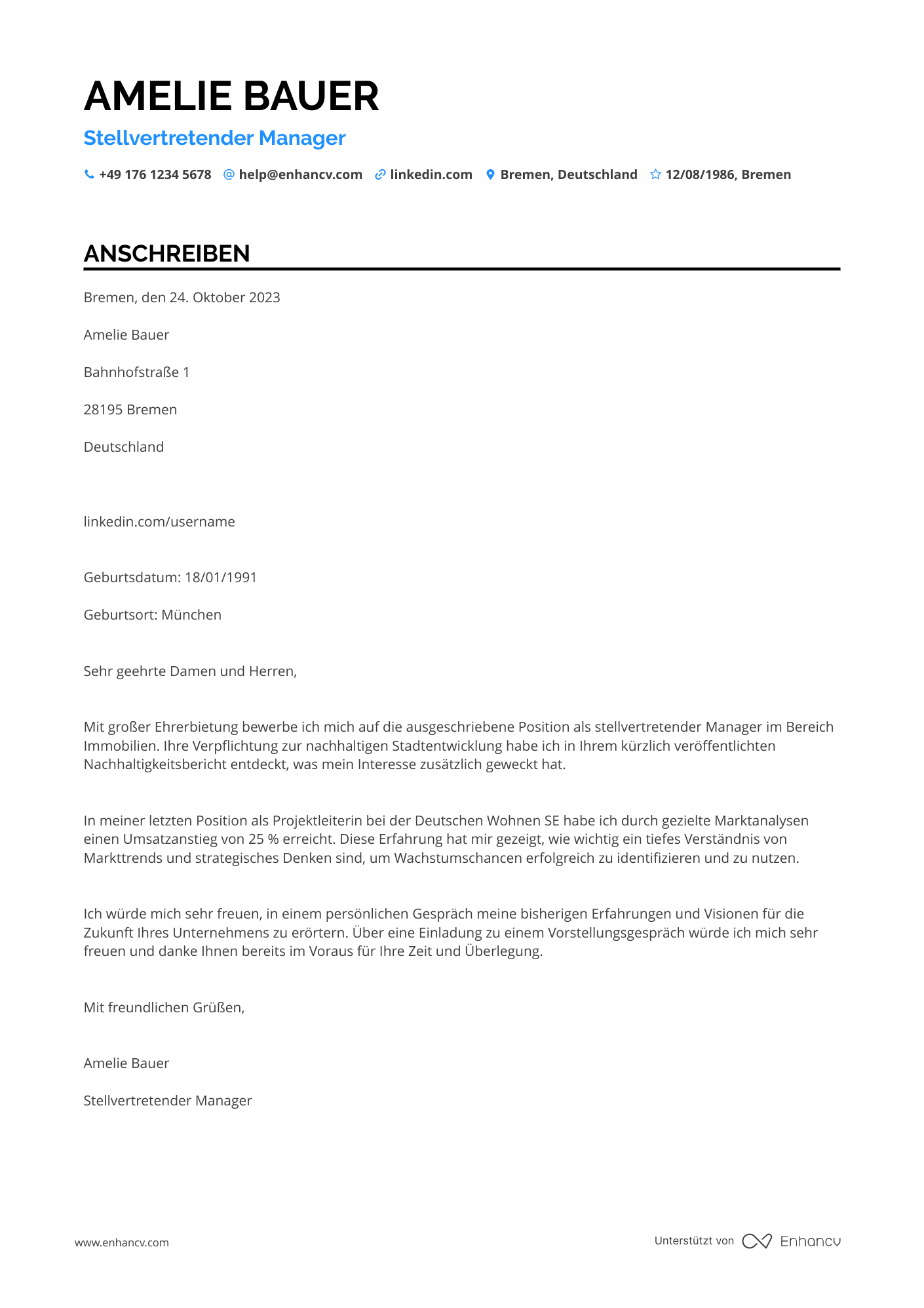 Stellvertretender Manager in der Immobilienbranche