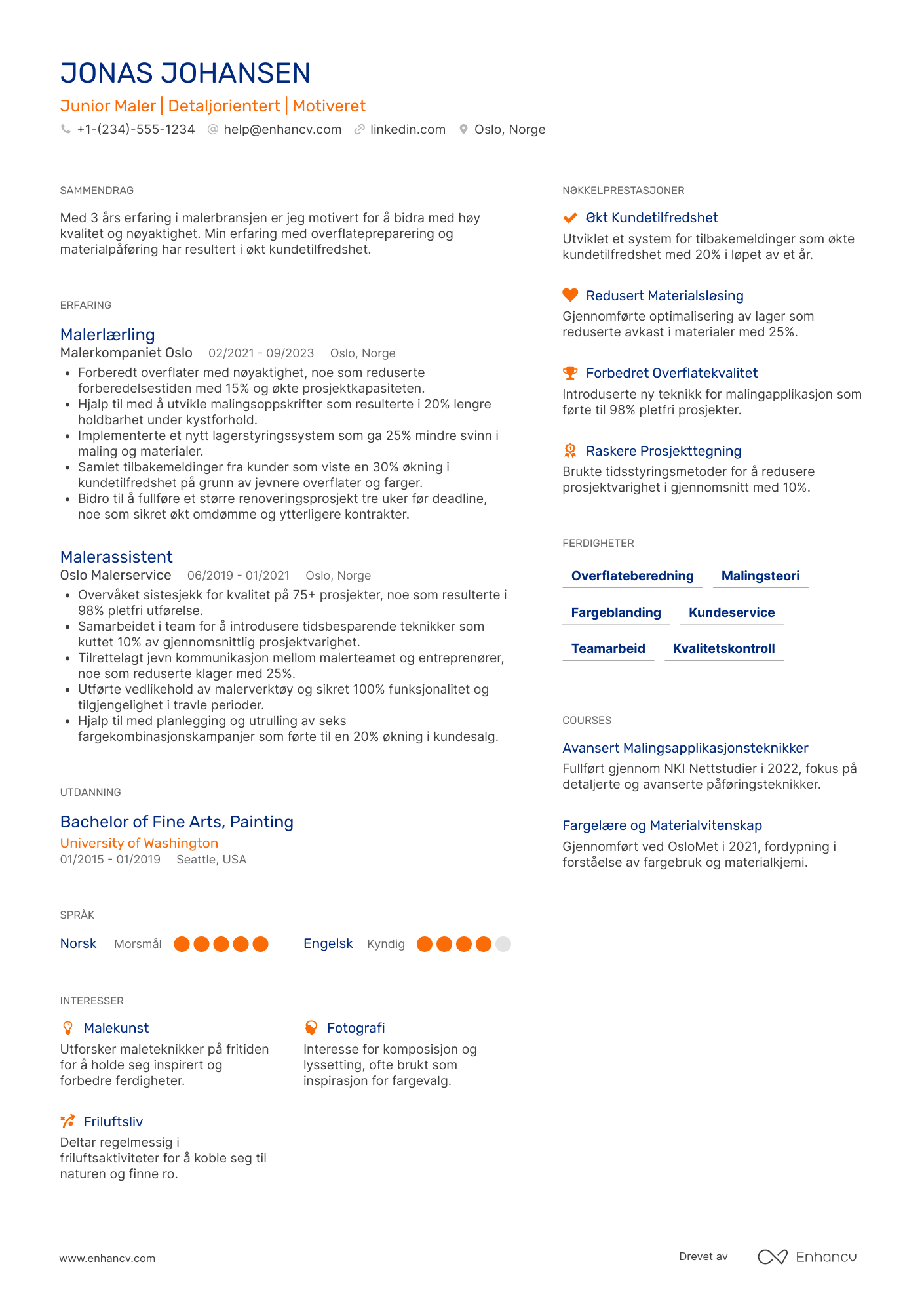 CV for Junior Maler