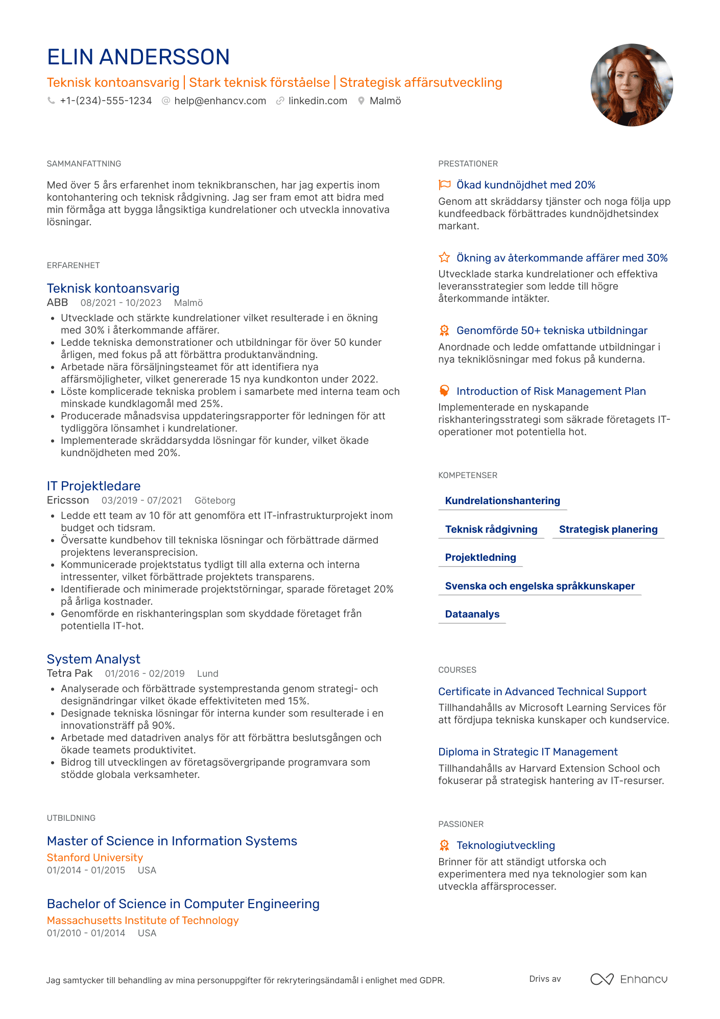 CV för Technical Account Manager
