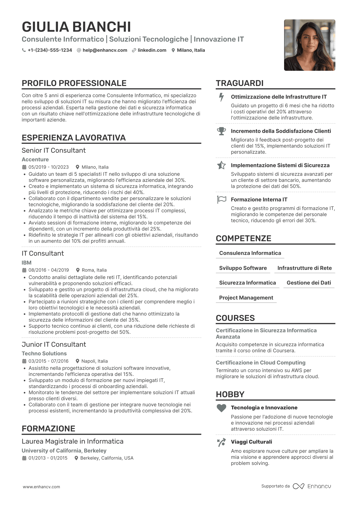 Curriculum vitae consulente informatico