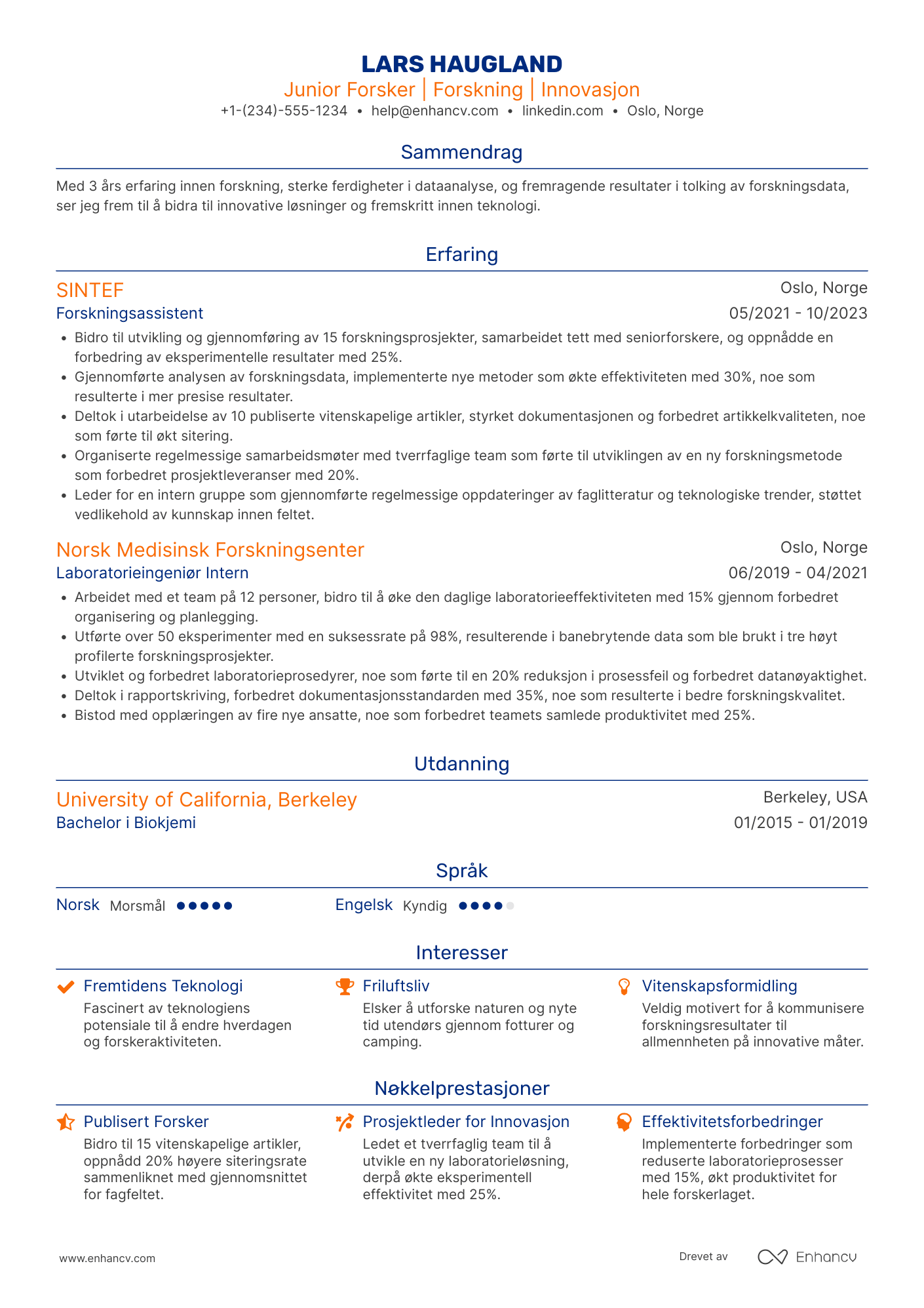 CV for Junior Forsker