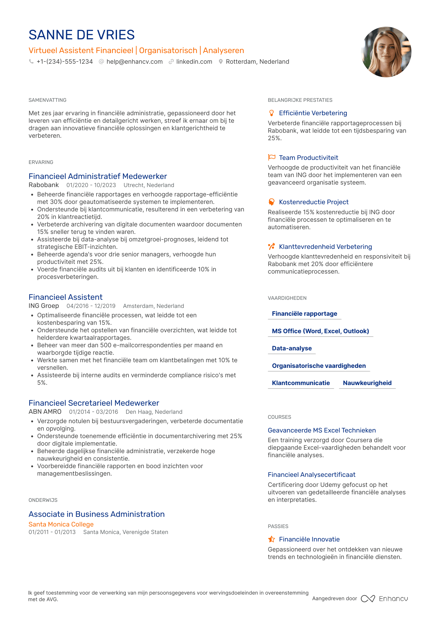CV voor Virtueel Assistent Financieel