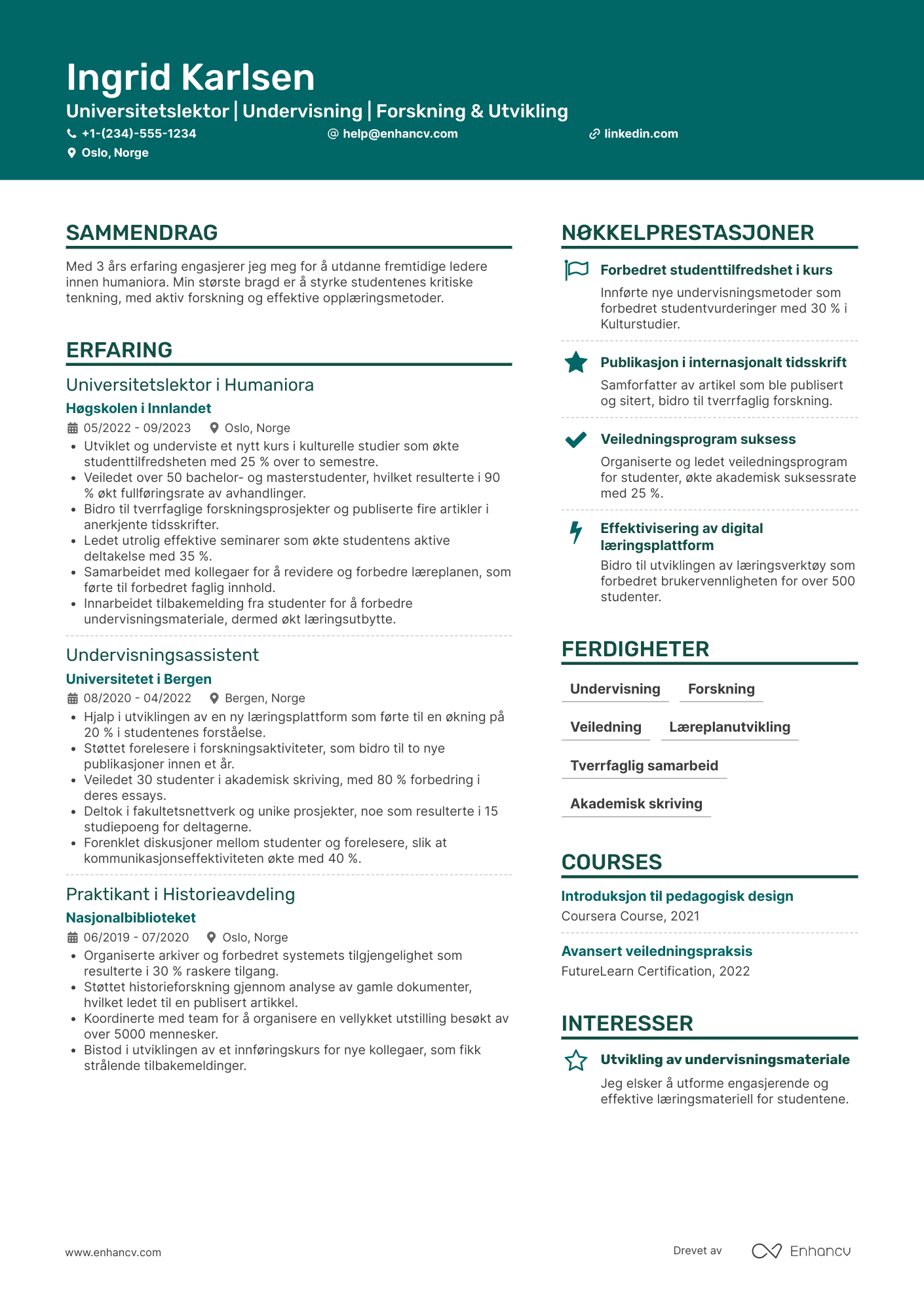 CV for Nyutnevnt universitetslektor