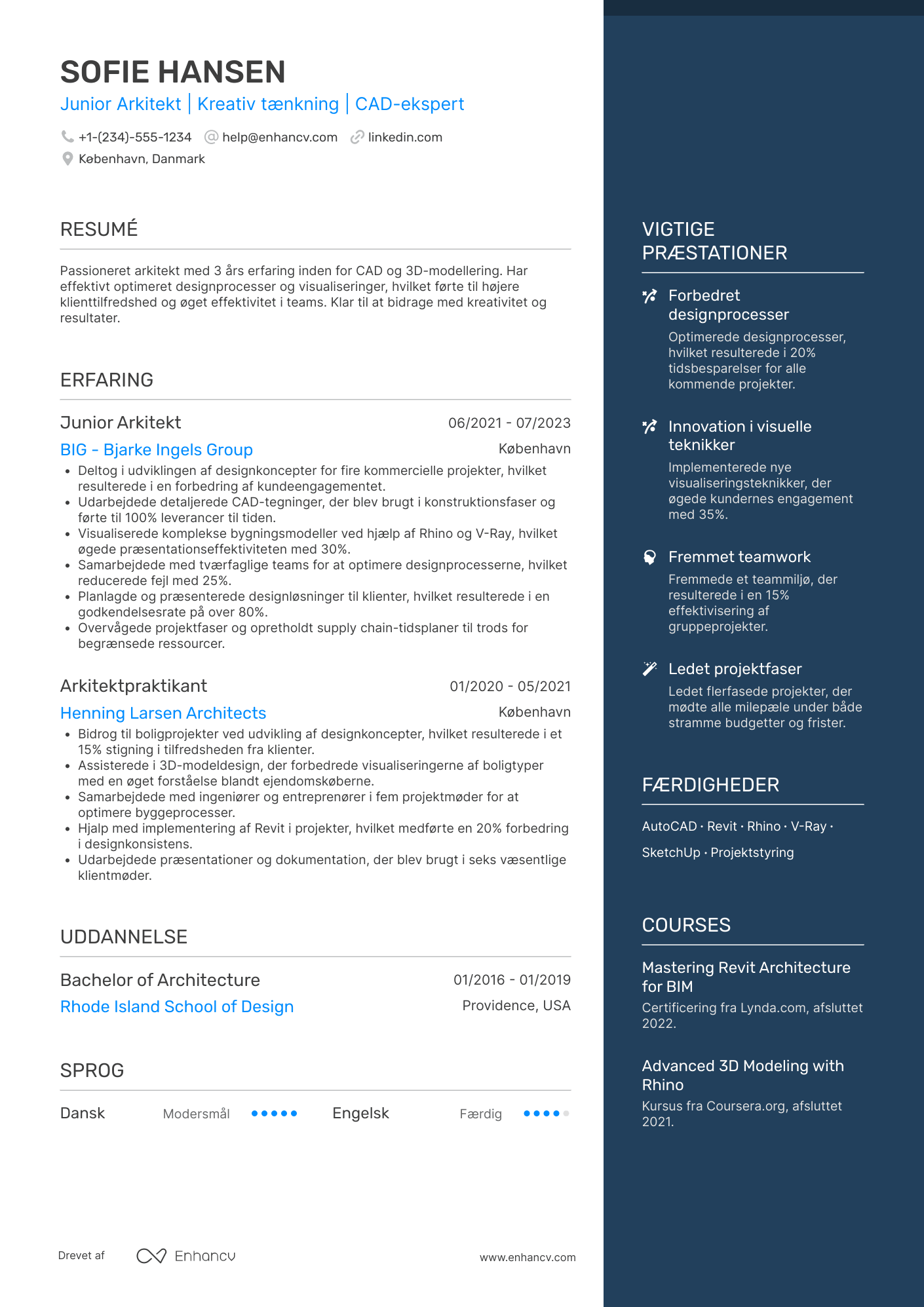 CV til Junior Arkitekt