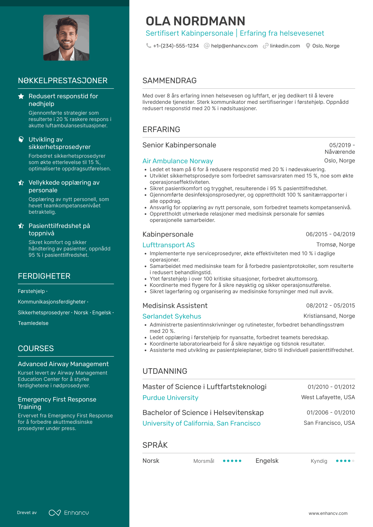 CV for Luftambulansetjeneste Kabinpersonale
