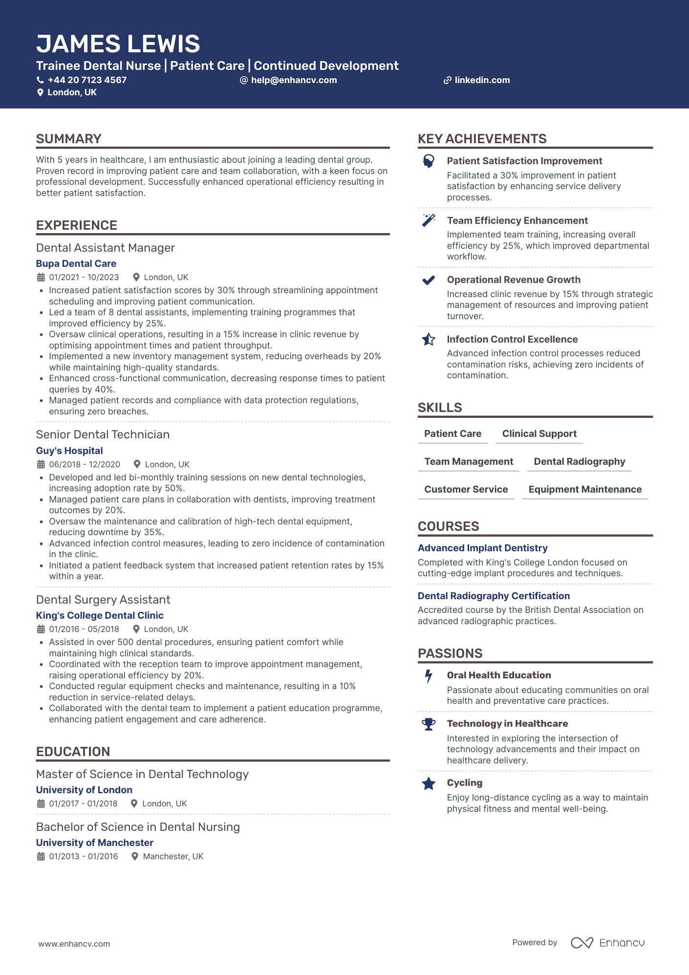 Dental Hygienist Educator CV Examples