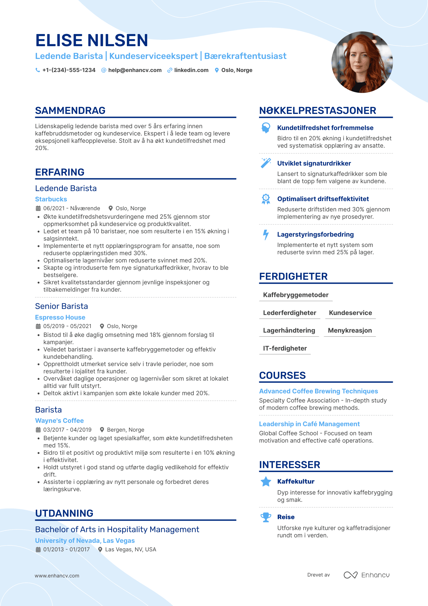 CV for Ledende Barista