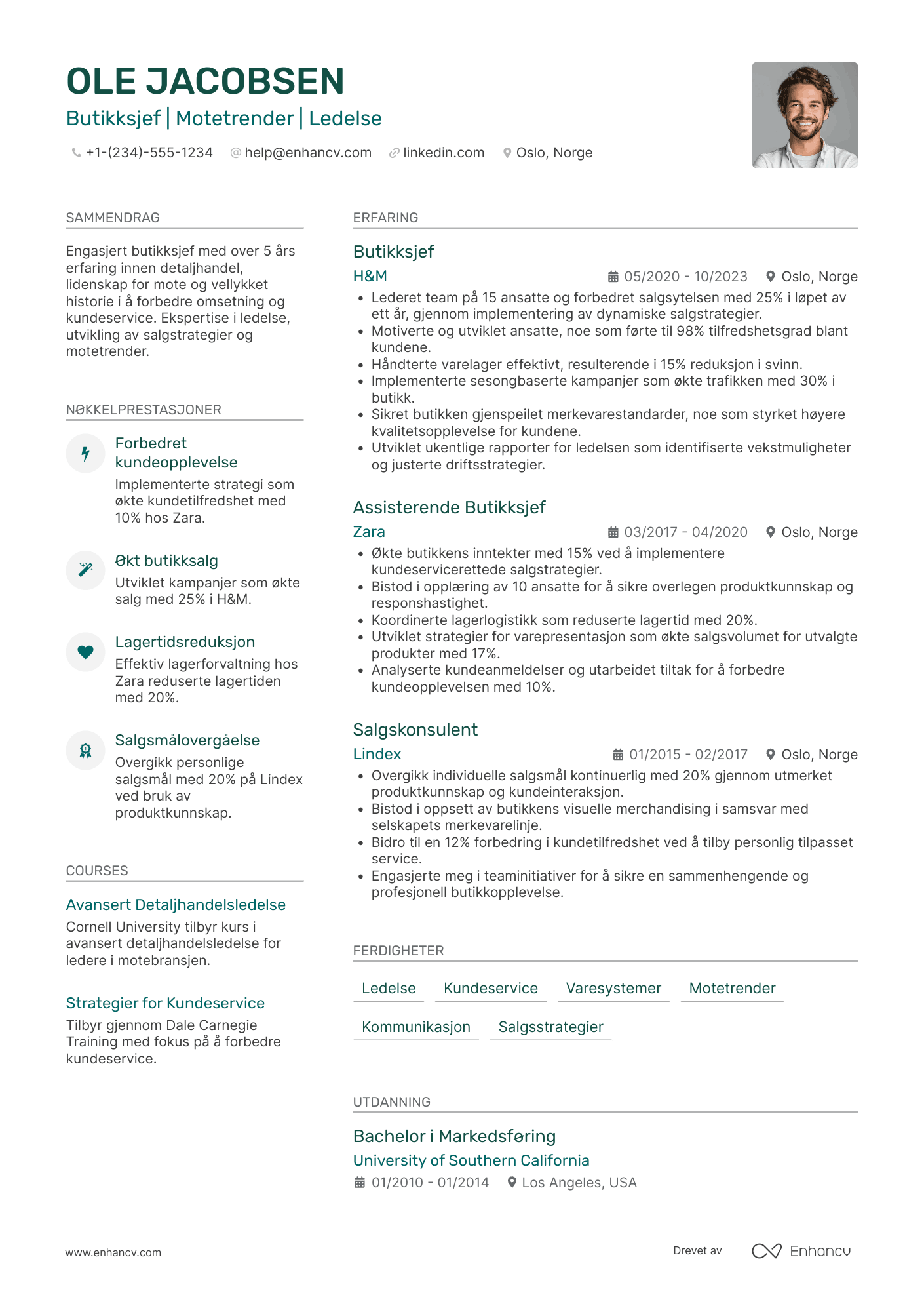 CV for Butikksjef i Klesbutikk