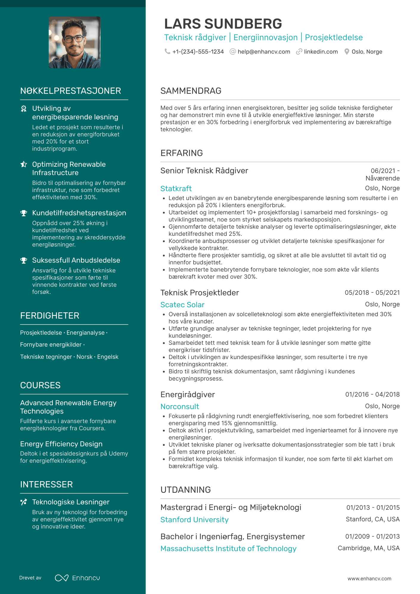 CV for Teknisk rådgiver innen energiinnovasjon