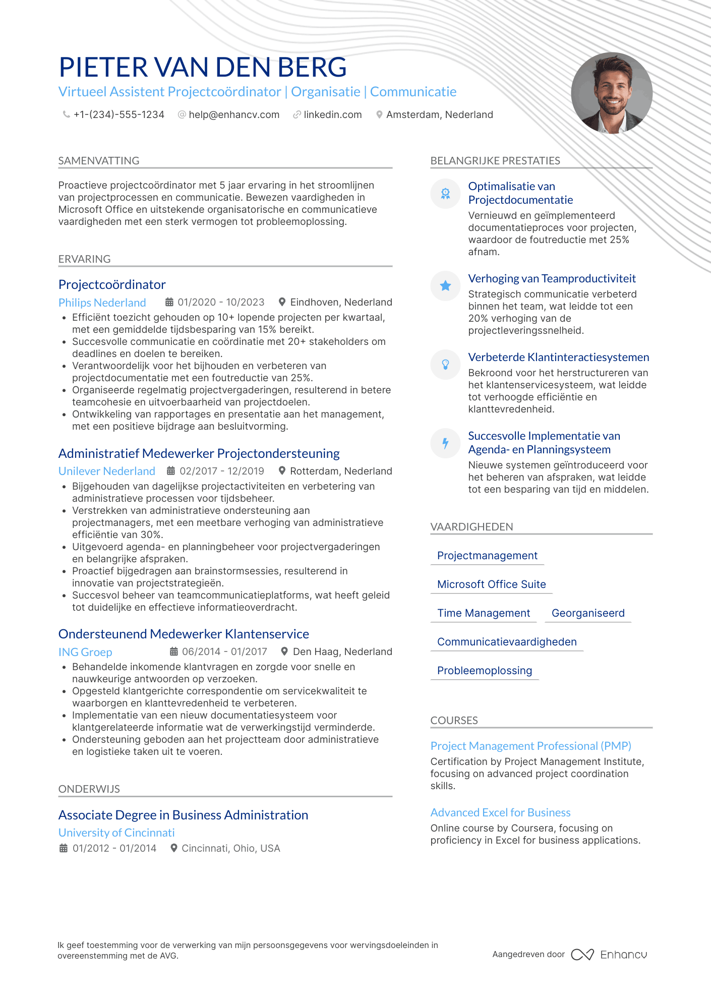 CV voor Virtueel Assistent Projectcoördinator