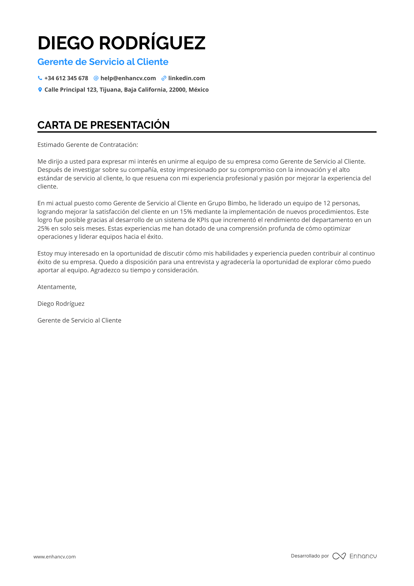 Gerente de Servicio al Cliente